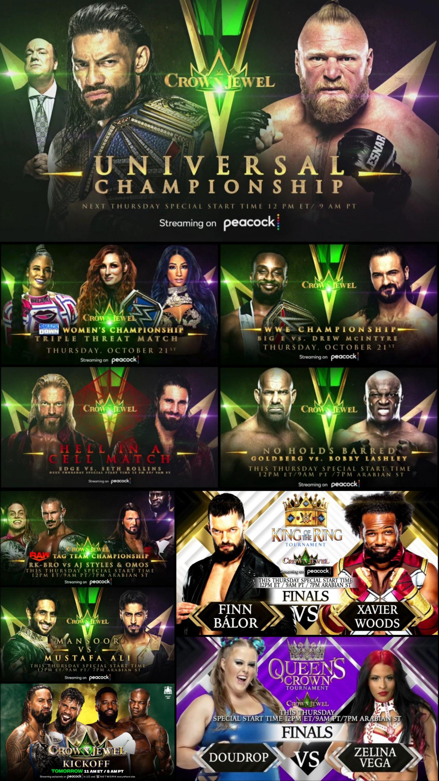Card for today's/tonight's WWE Crown Jewel 2021. r/SquaredCircle