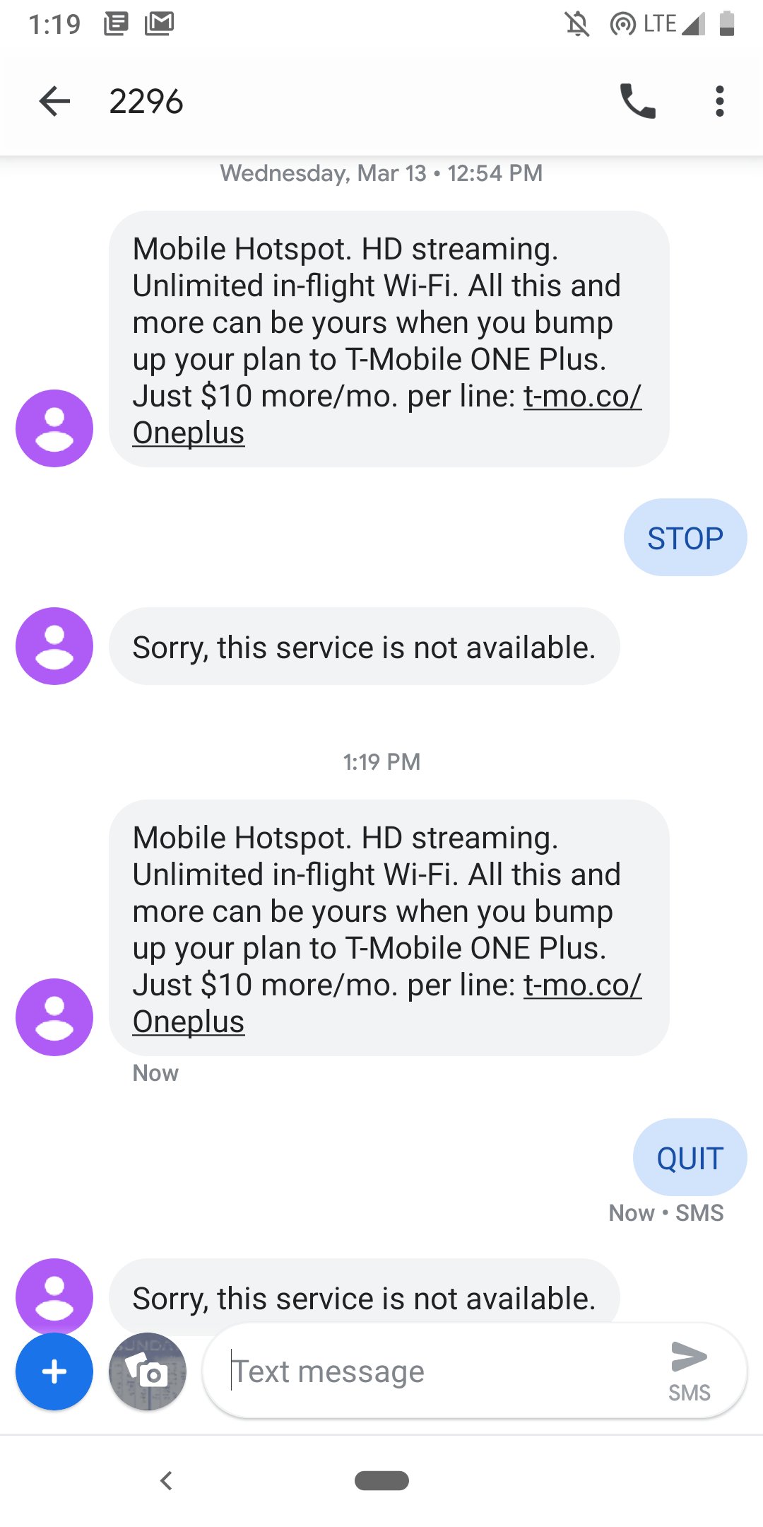 Sorry, this service is not available tmobile