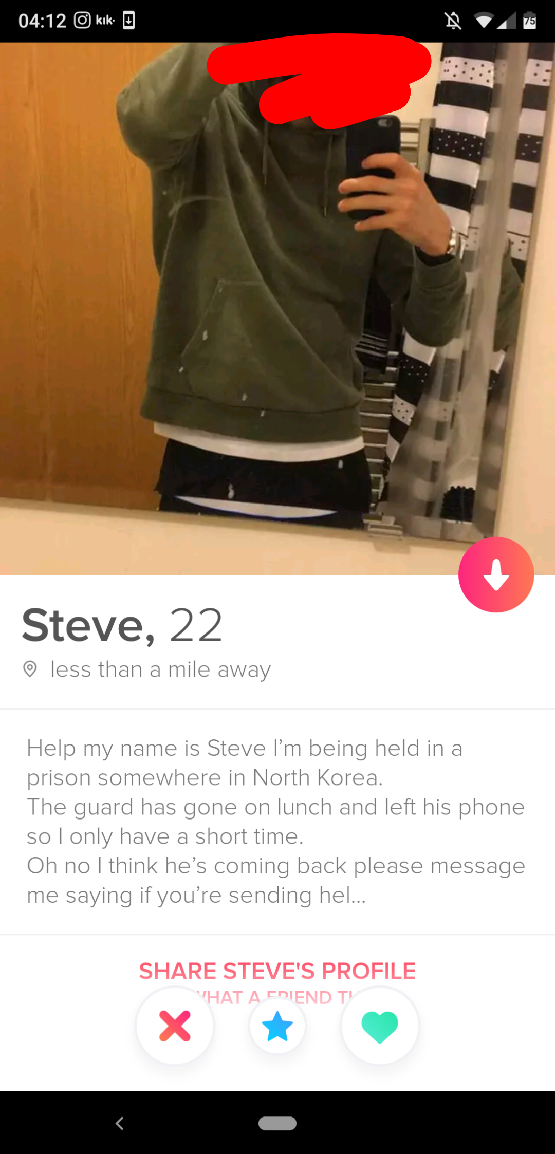 I've not seen this bio joke before so I figured I'd post it r/Tinder
