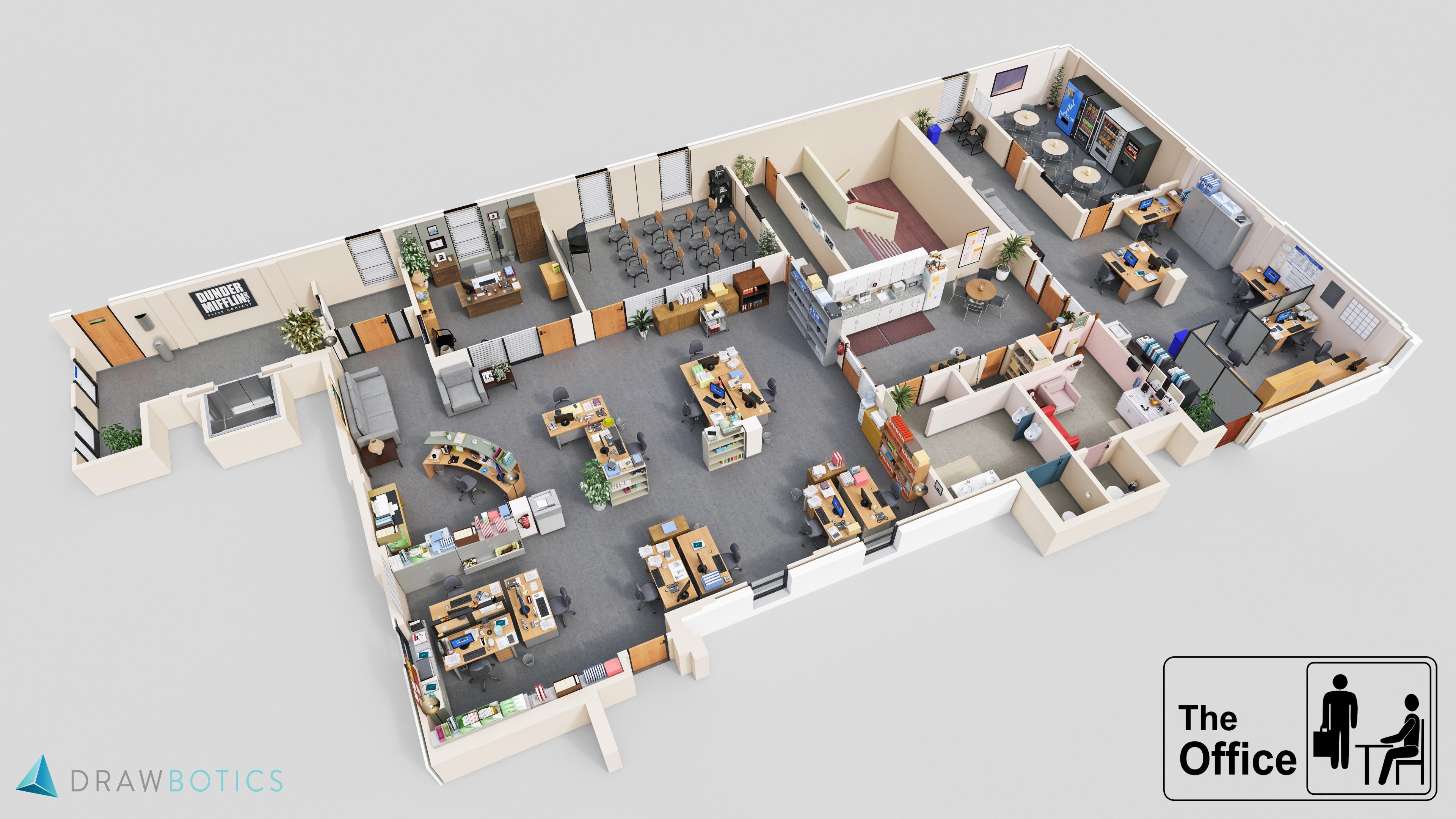 3D Rendering of The Office's Floorplan r/DunderMifflin