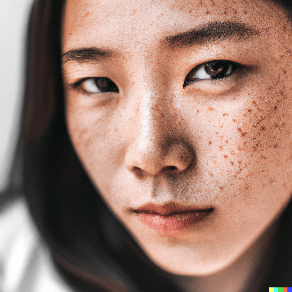 Half Japanese woman with freckles, HD portrait photography r/dalle2