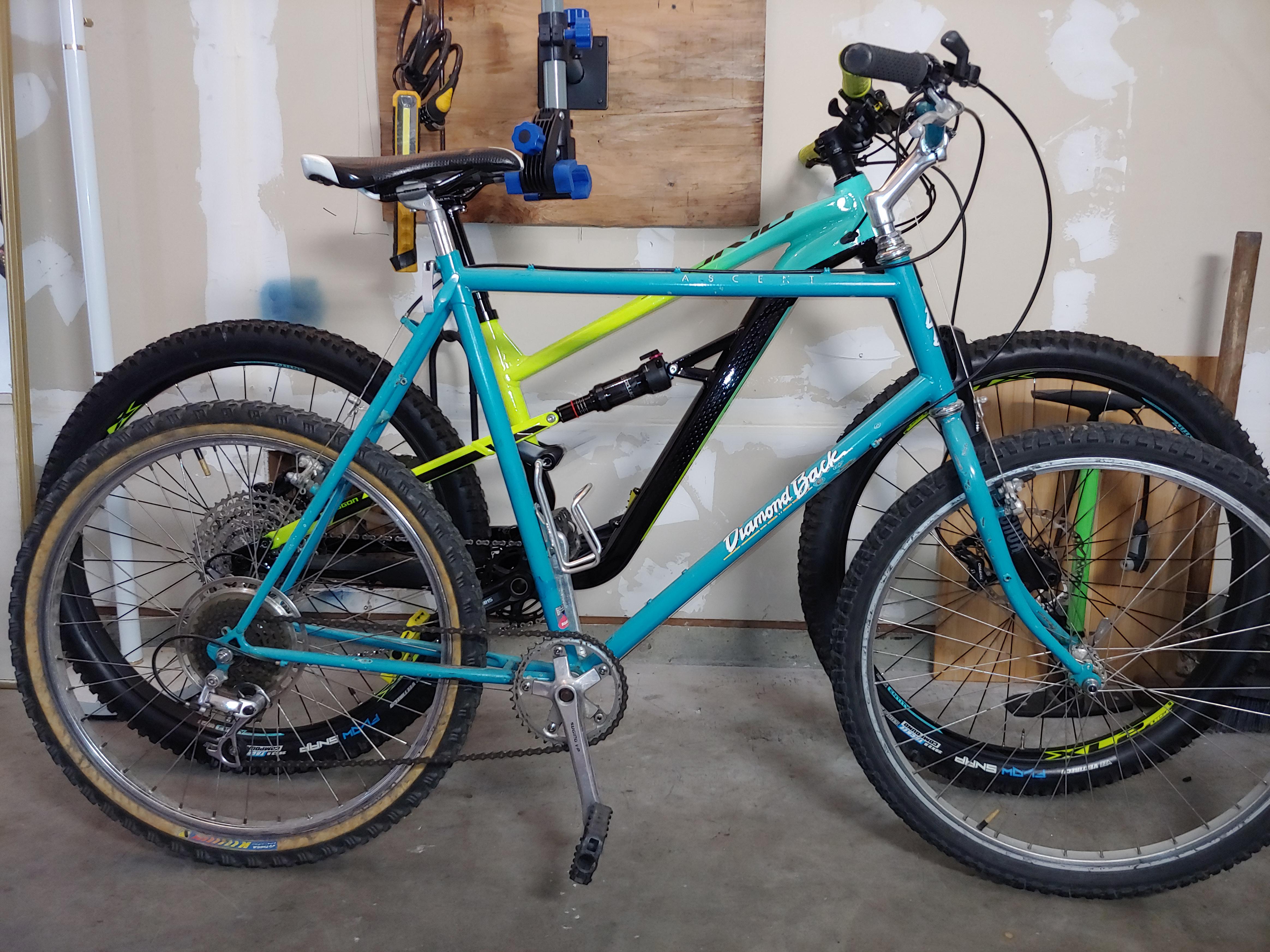 The evolution of mountain bike geometry. My first ever mountain bike