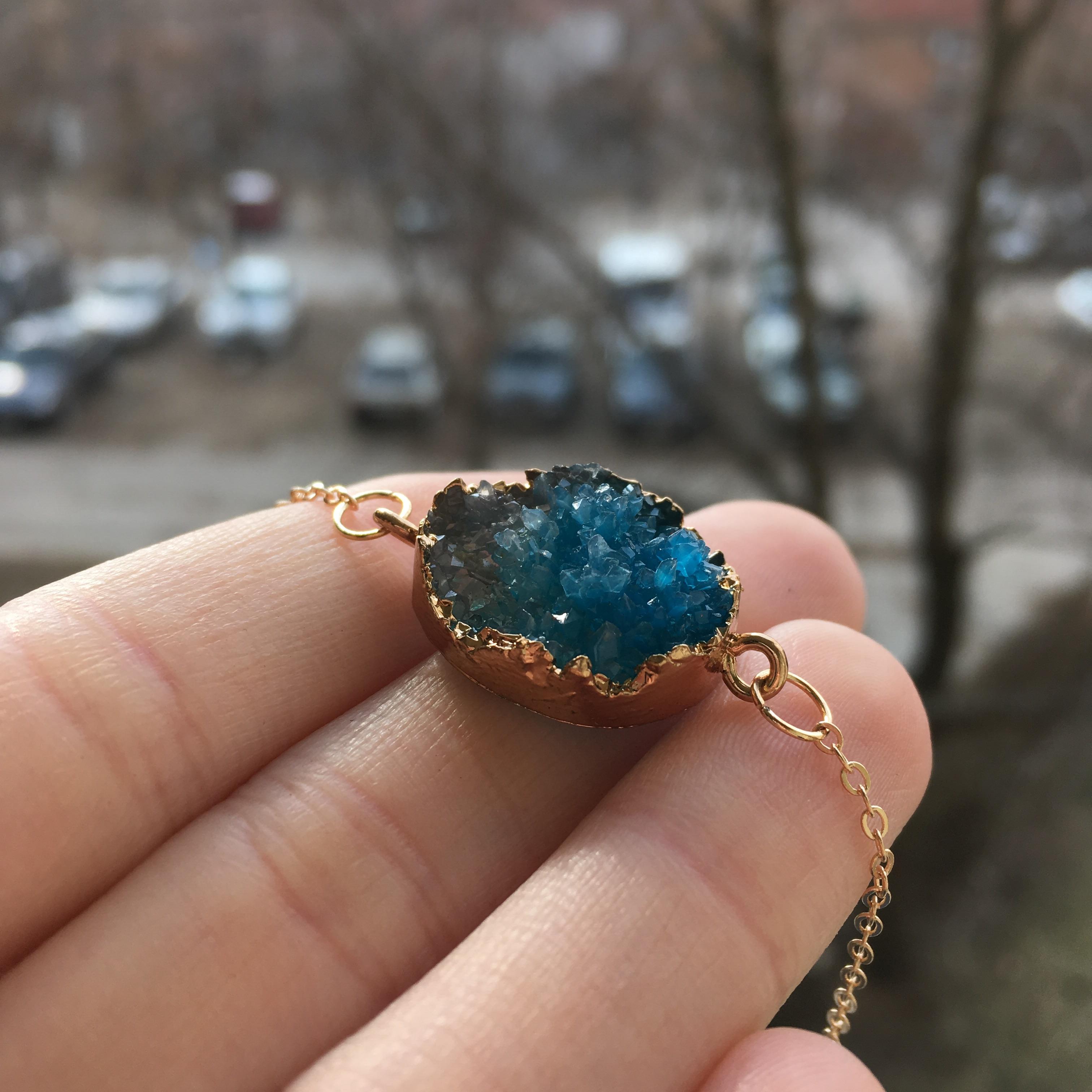 Resin and gold foil faux geode I made from mold a while ago turned into a bracelet. r