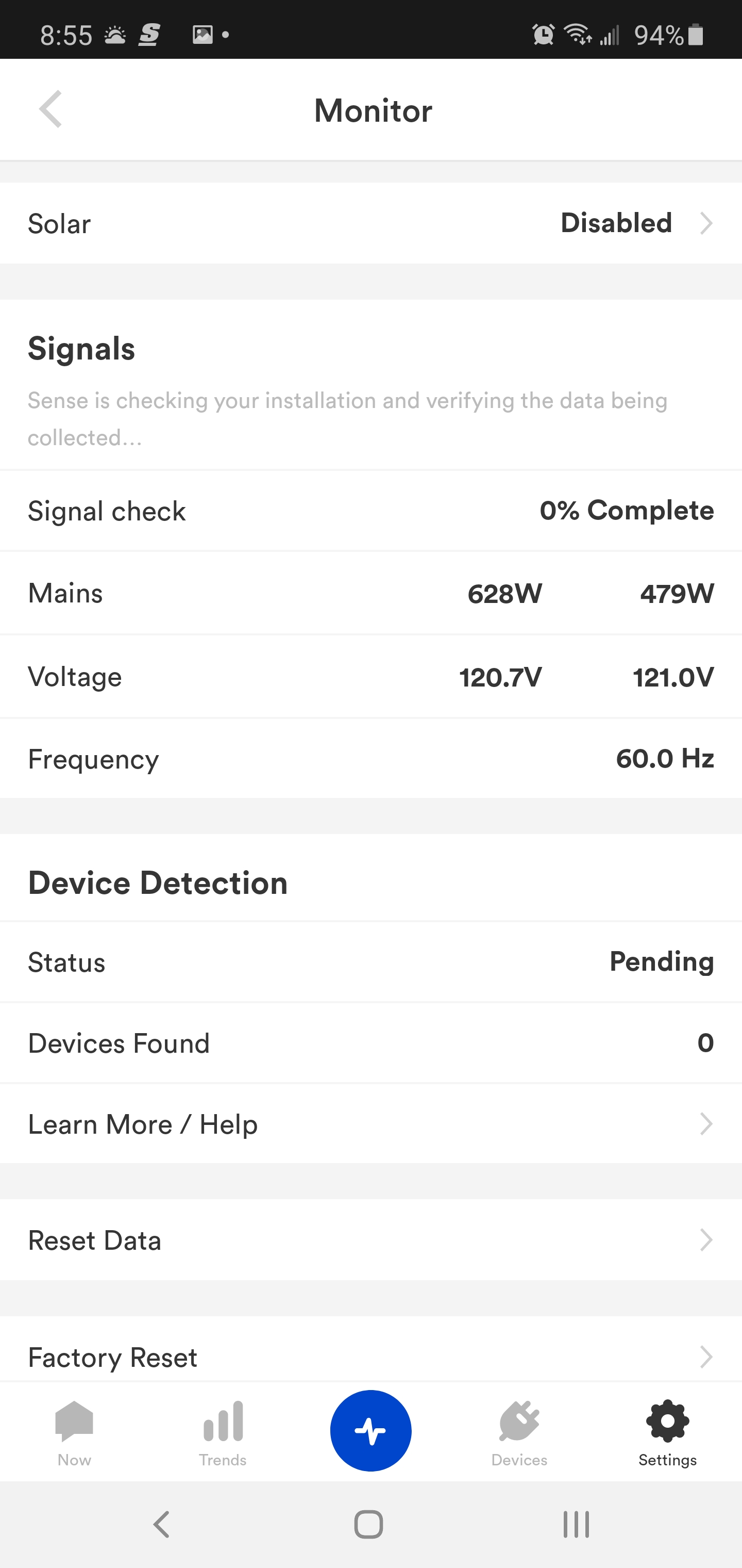 Is it normal for signal check to be 0% after 17 hours? Should there be