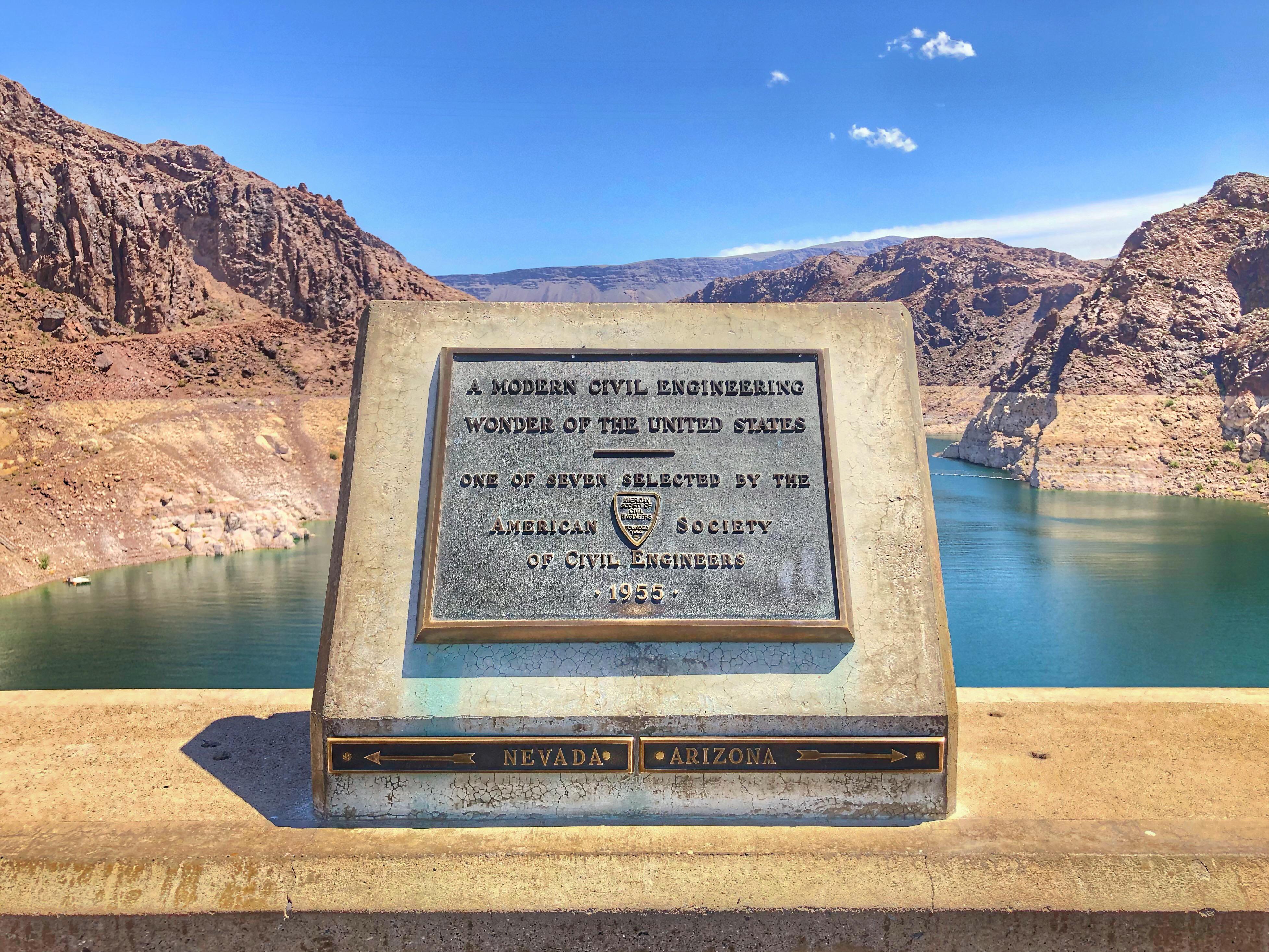 The center of the Hoover Dam with Lake Mead in the background Nevada