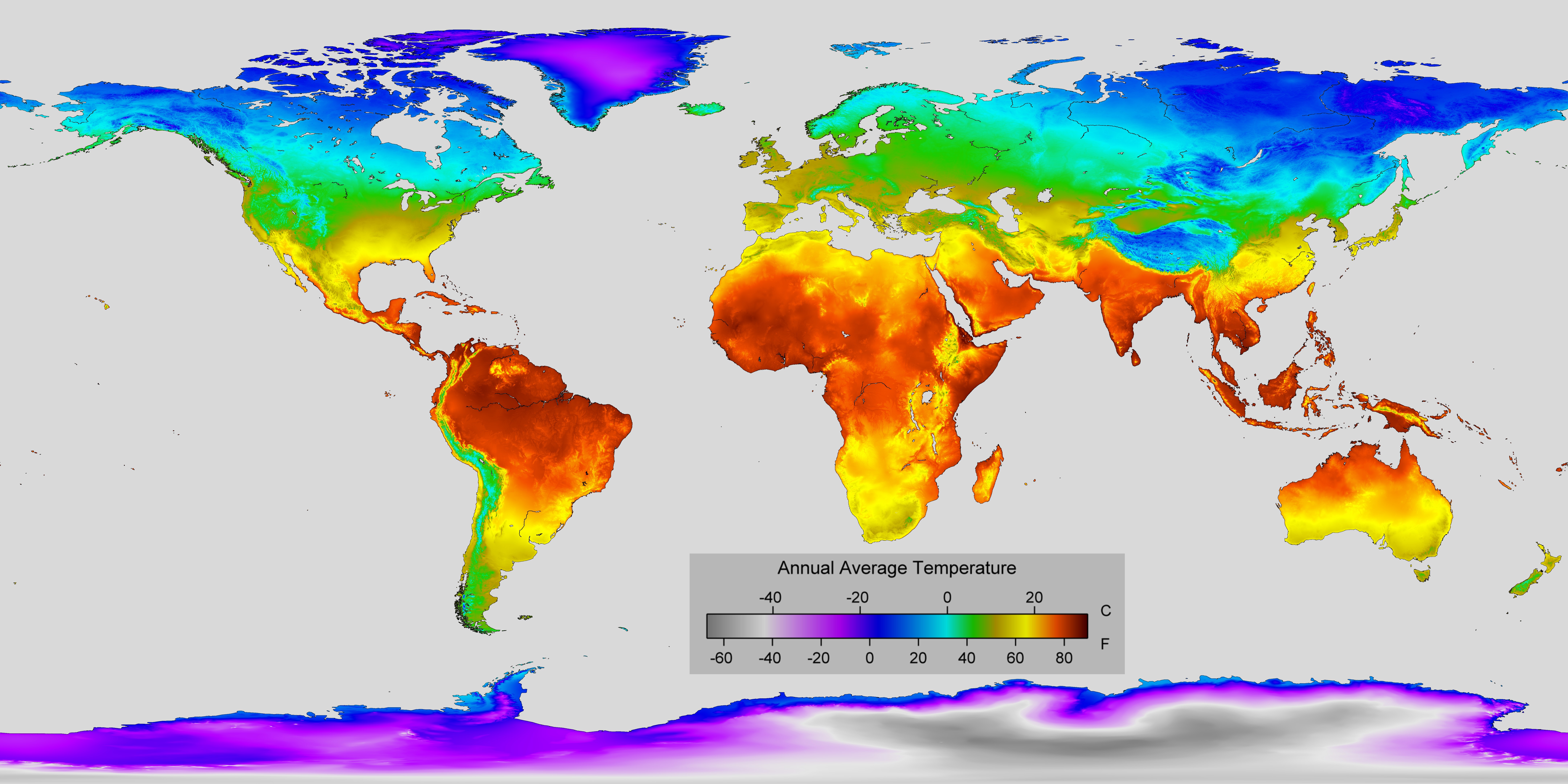 Detailed map of Annual Average Temperature around the World MapPorn