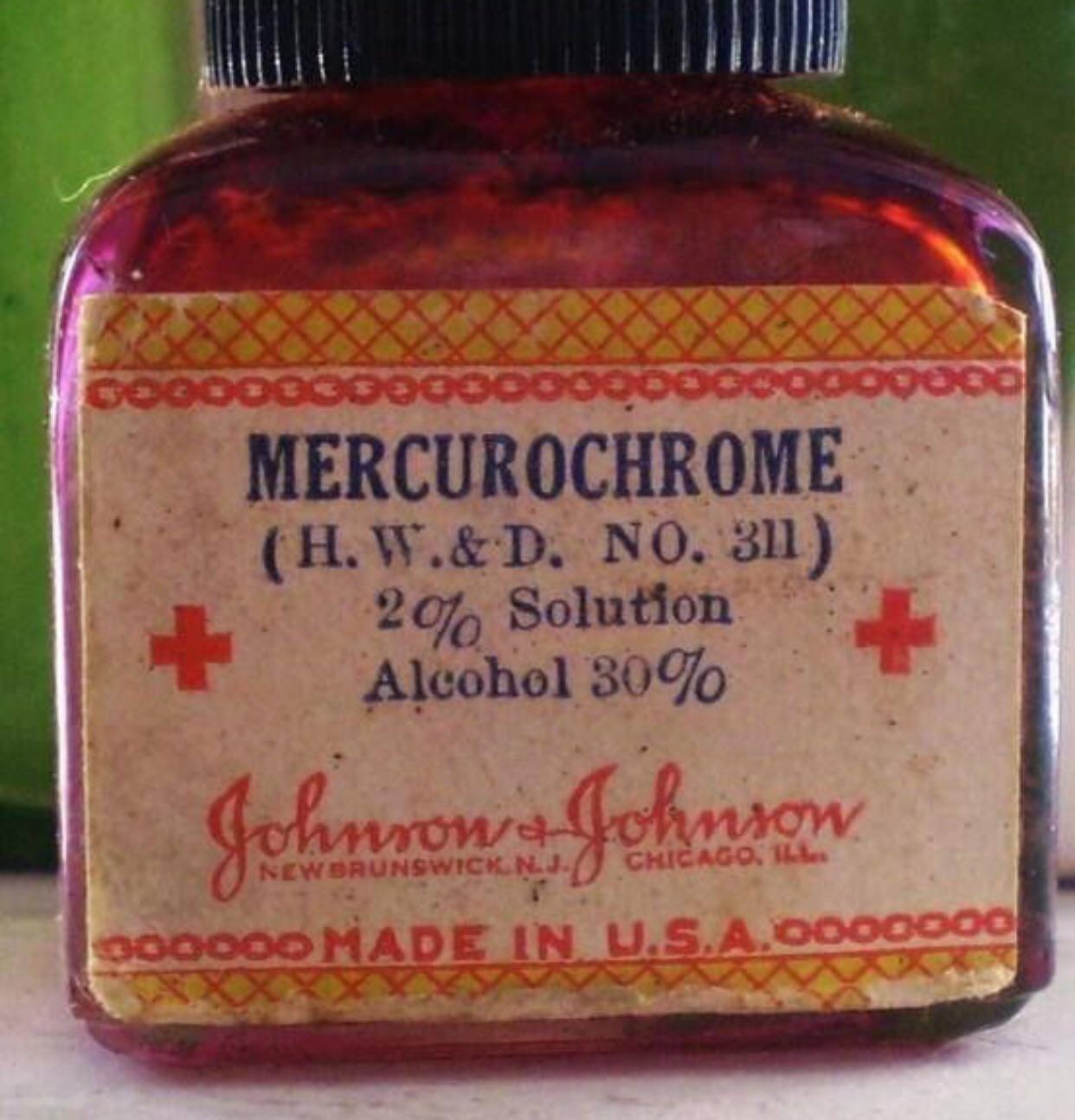 Mercurochrome aka Monkey’s Blood! A cut or skinned knee and out came