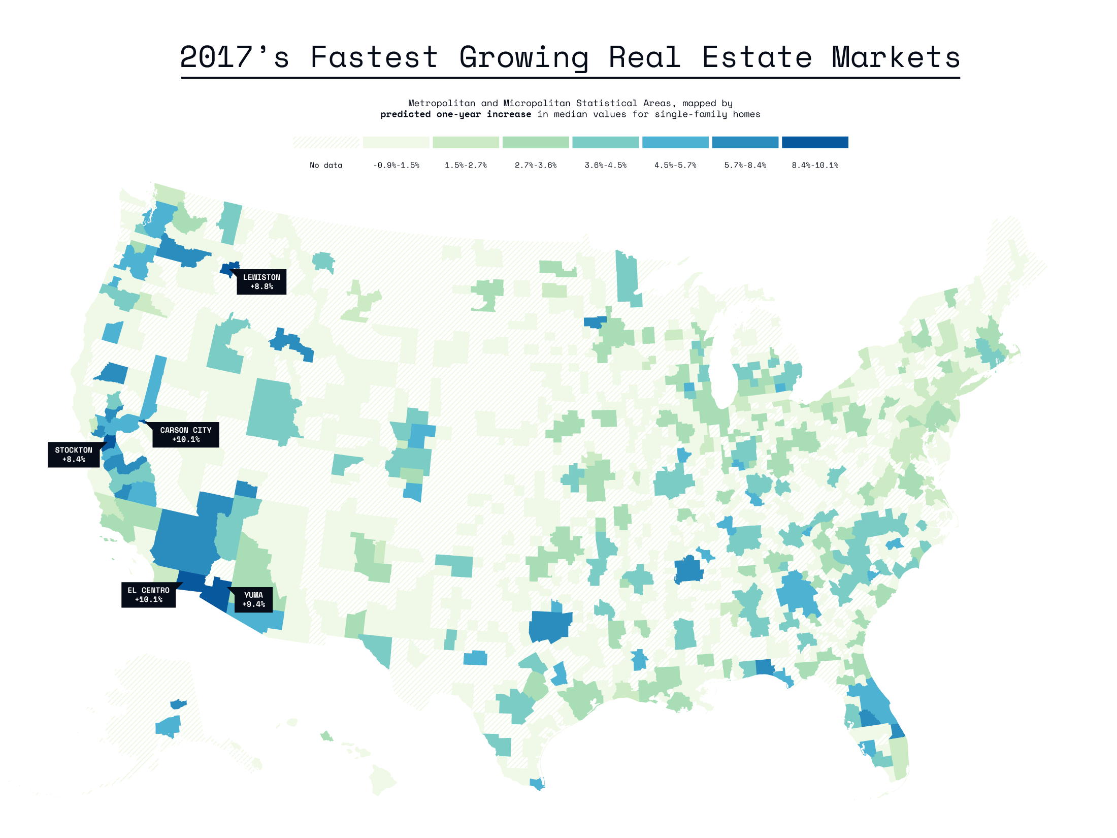 Fastest Growing Real Estate Markets in 2017 [OC] r/dataisbeautiful