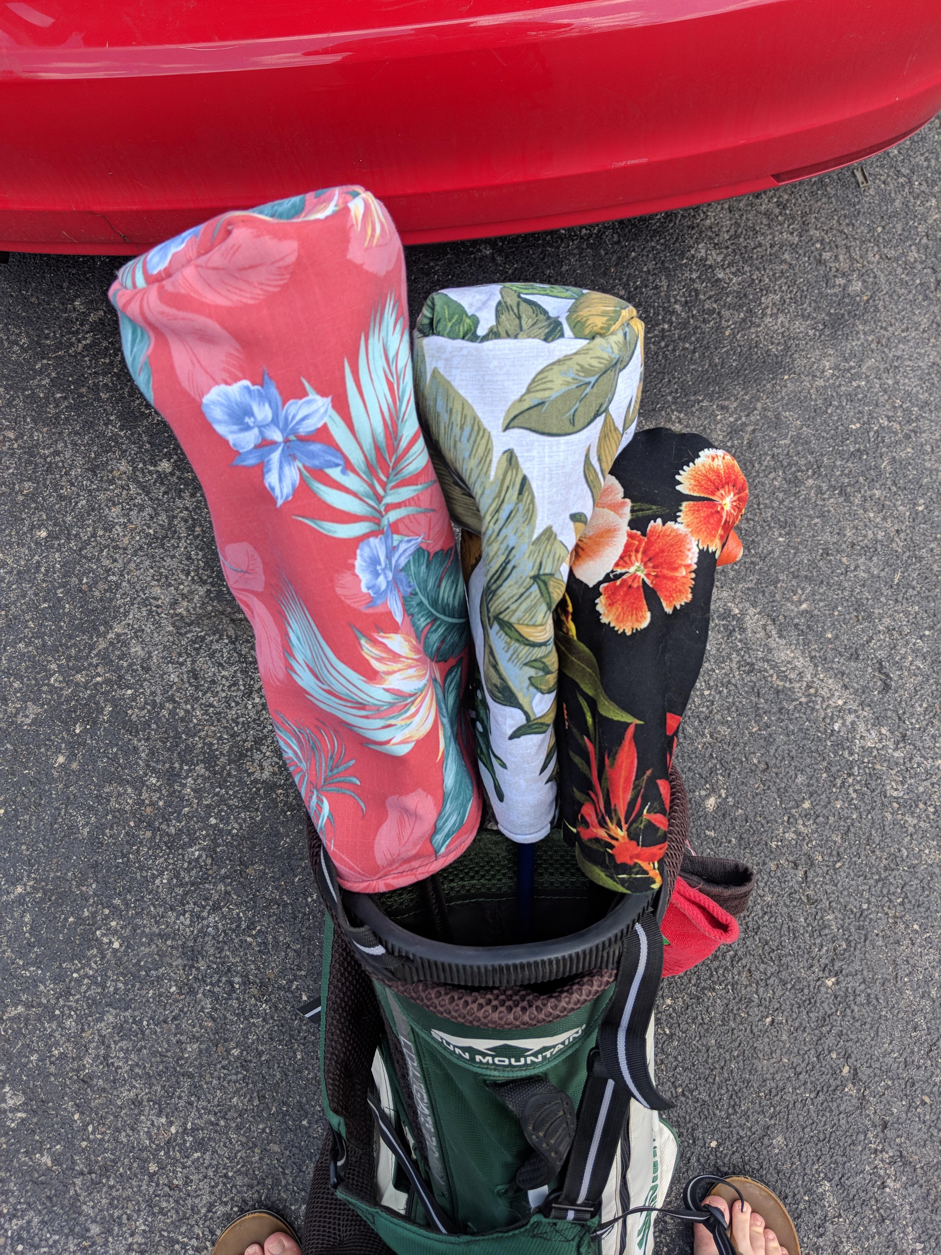Finished all 3 of the DIY Hawaiian Headcovers. Drivers/Fairway/Hybrid