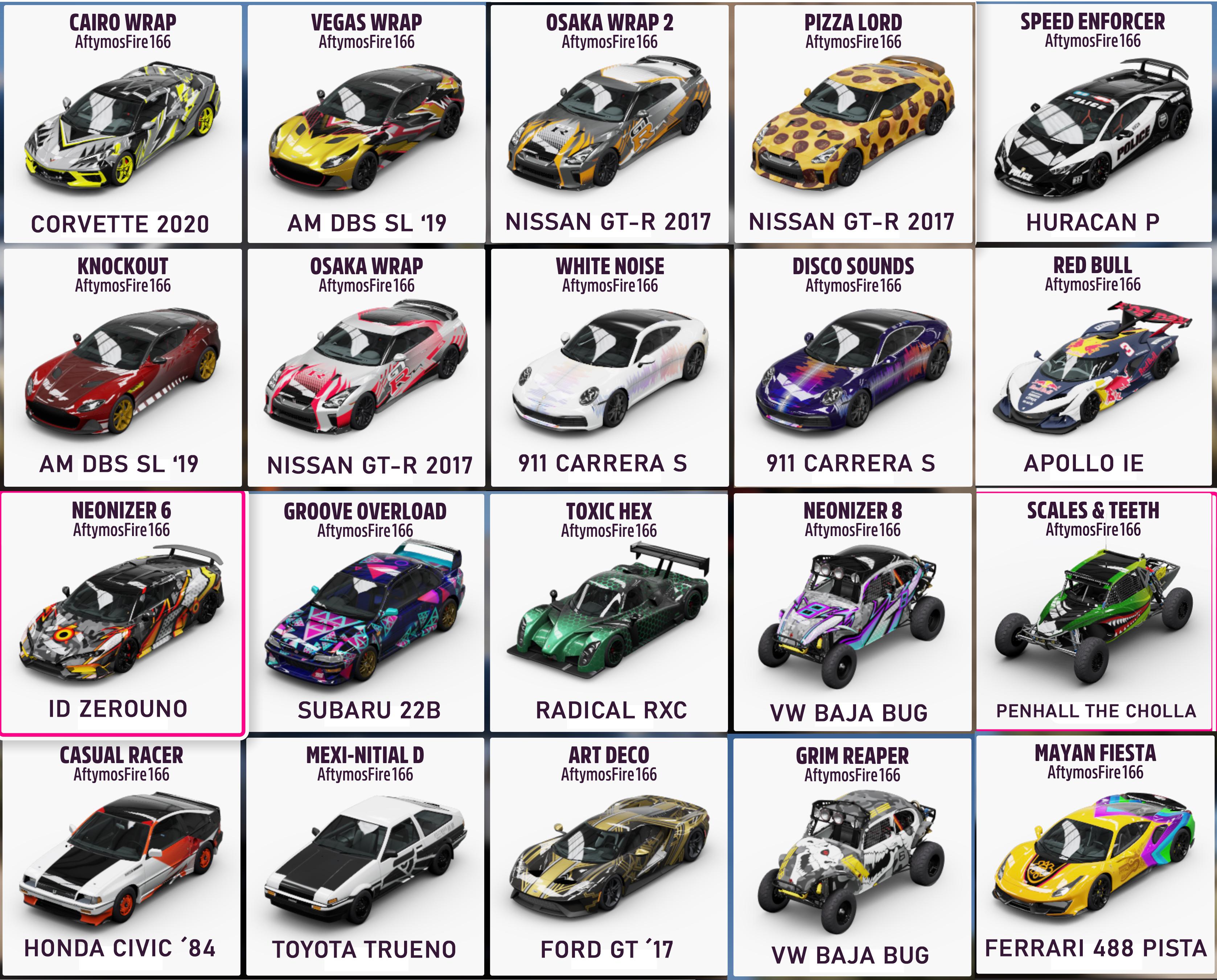 I made some liveries for the Forzathon / Playlist cars (as well as some