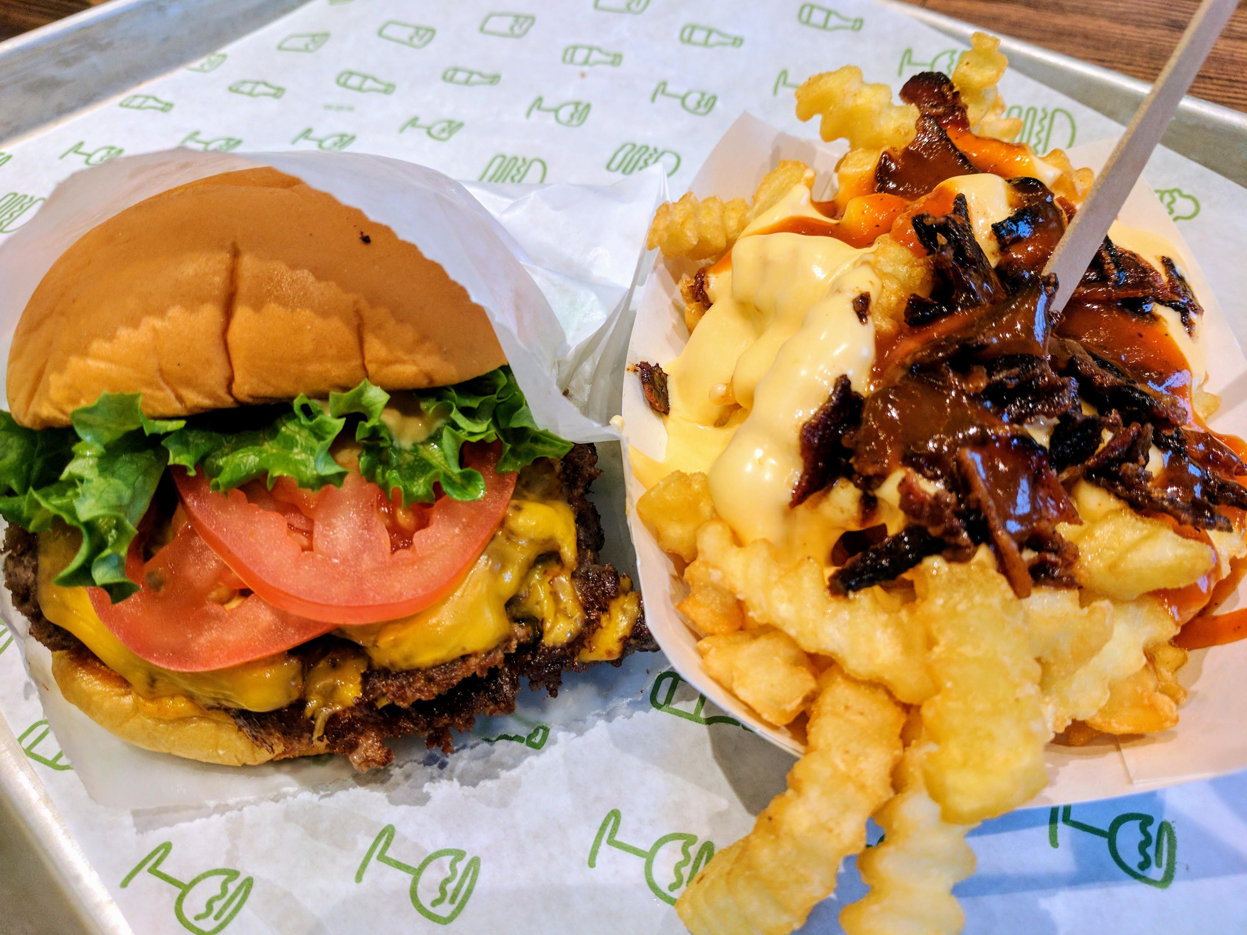 Double Shackburger and BBQ cheese fries from Shake Shack r/Detroit