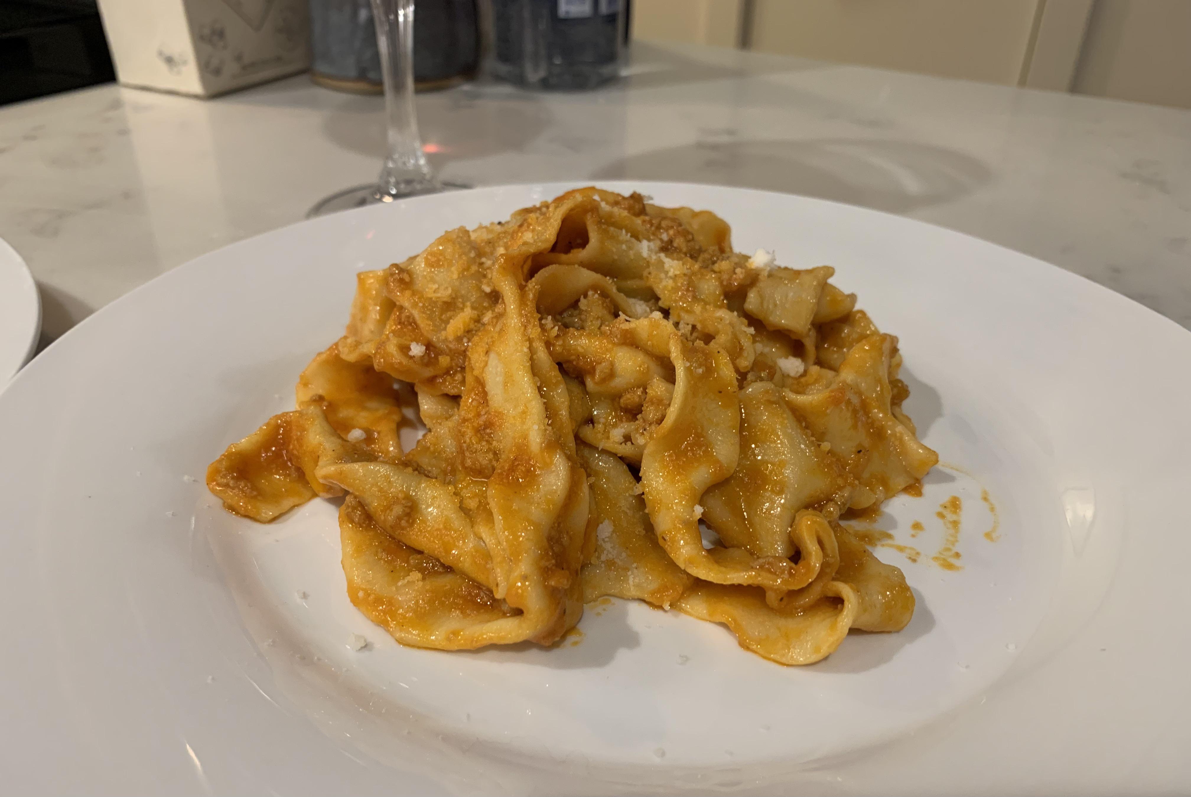 Marcella Hazan’s bolognese with homemade tagliatelle r/pasta