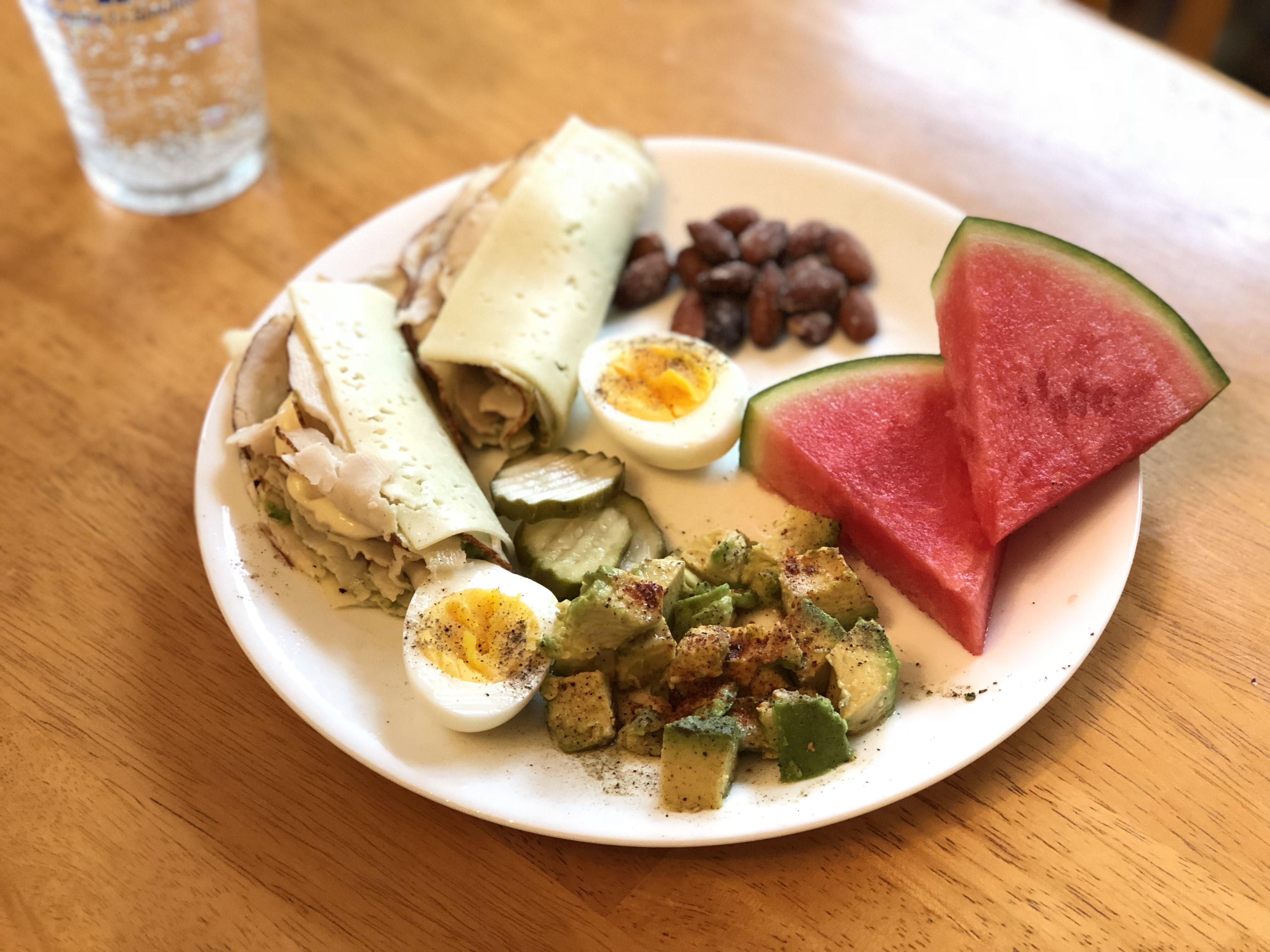 700 calorie breakfast/lunch F=57, P=40, nC=17 will aim for more