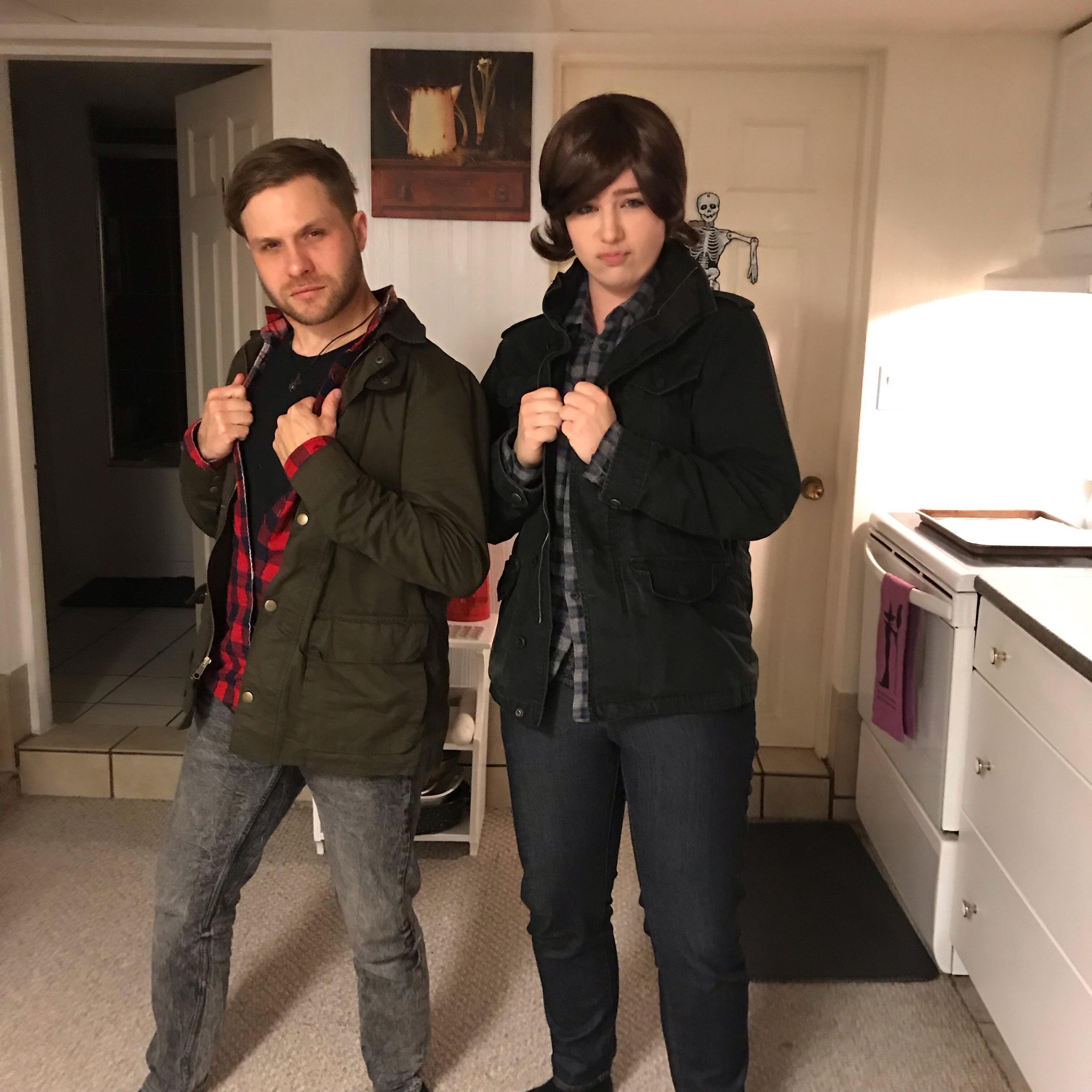 My girlfriend and I’s Sam/Dean Halloween costumes r/Supernatural