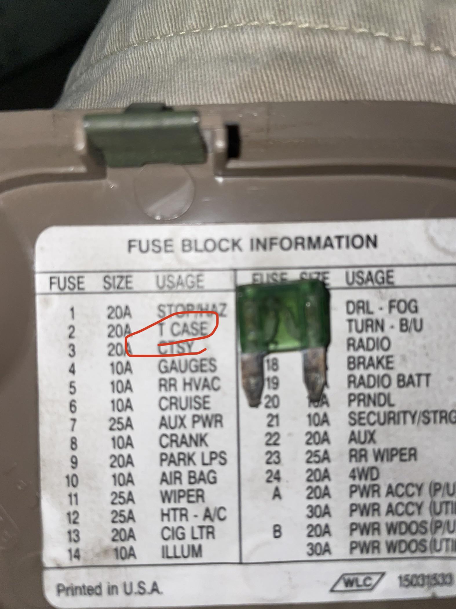 My t-case fuse pops instantly : r/GMT400