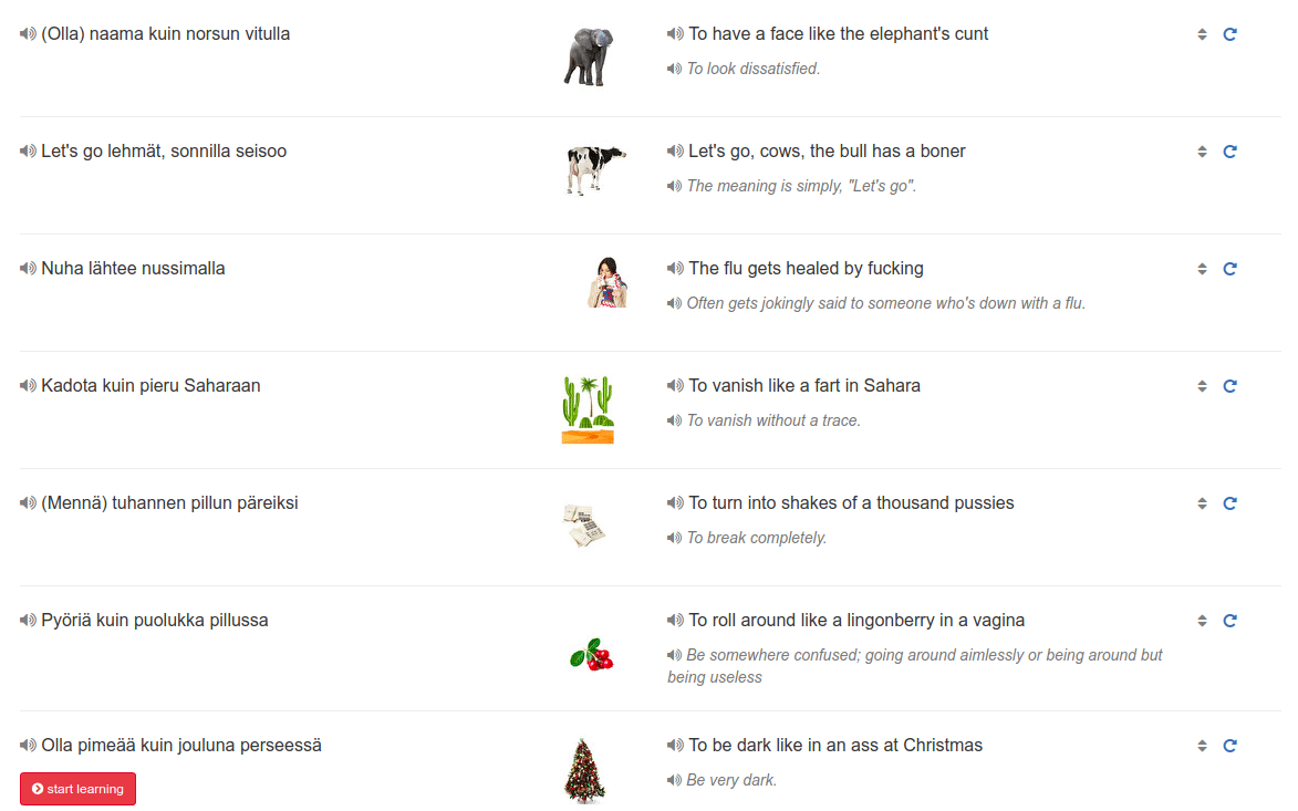 Finnish swearings and their literal translation r/languagelearning