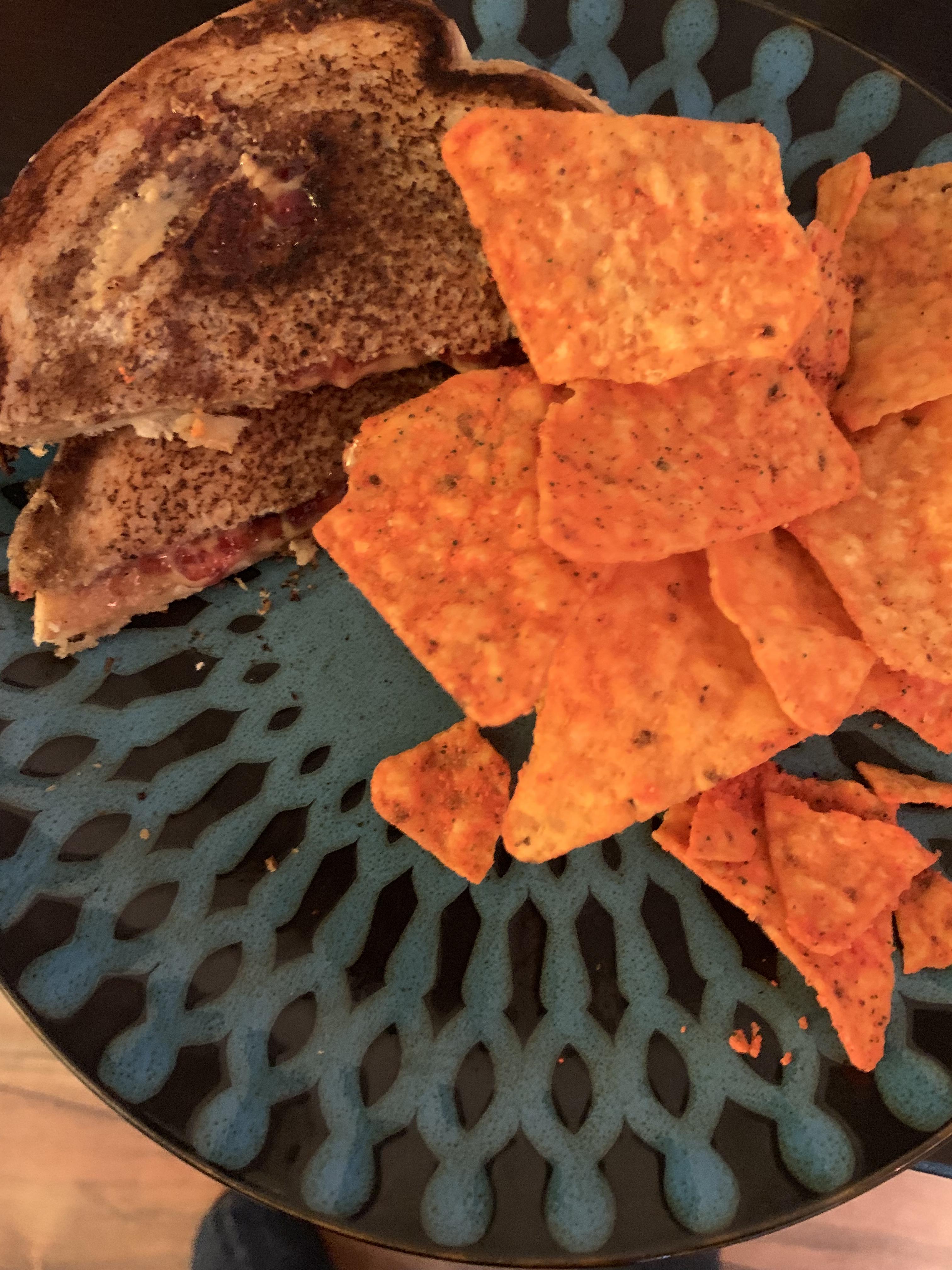 grilled peanut butter and jelly sandwich with Doritos r/stonerfood