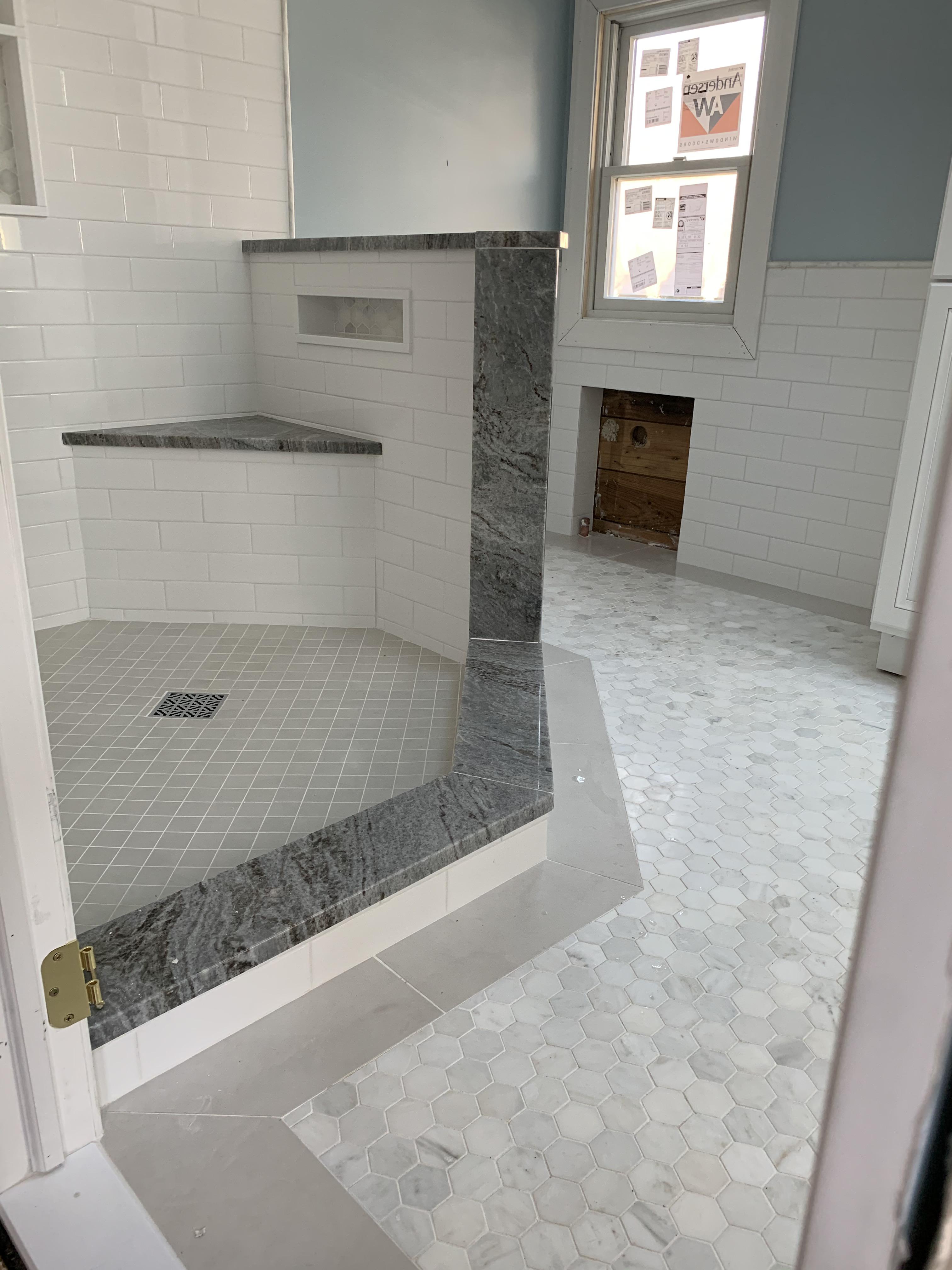 Here’s a bathroom tile job I’m finishing up after 8 days Including the