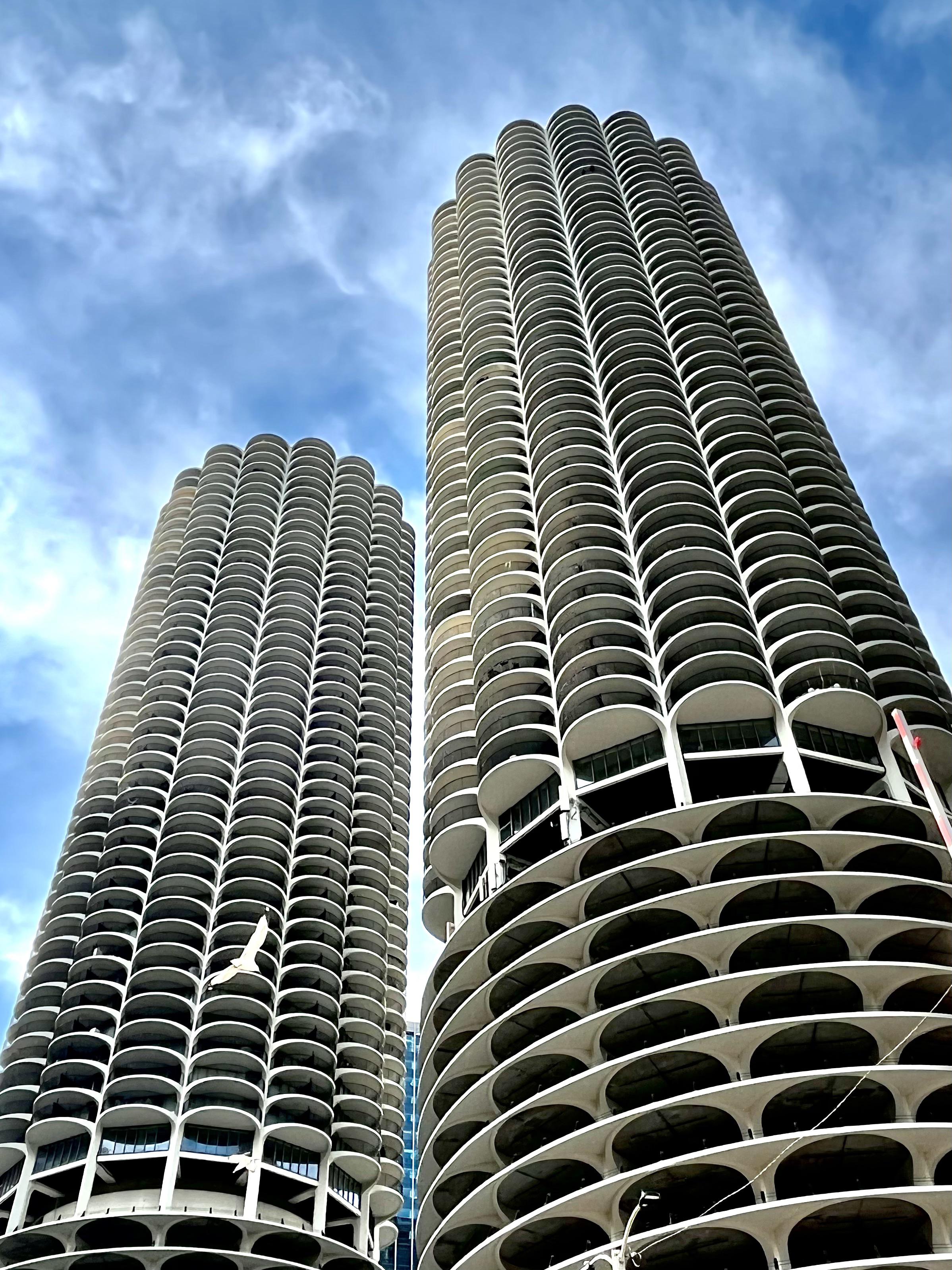 Marina City on the Chicago River in Chicago, IL. Iconic architecture