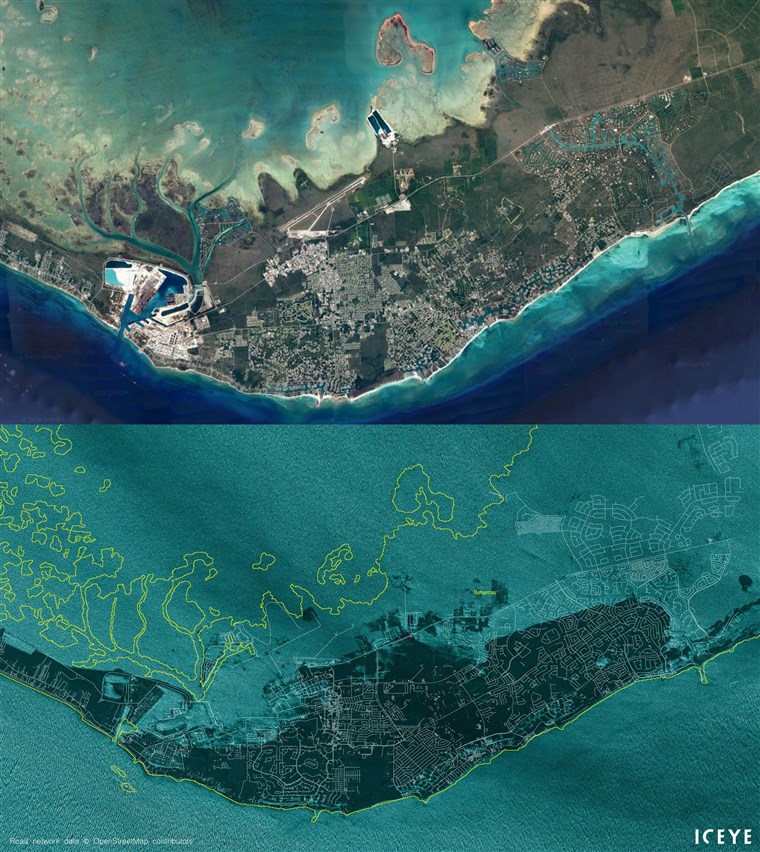 Satellite images of Grand Bahama coastline show incredible extent of