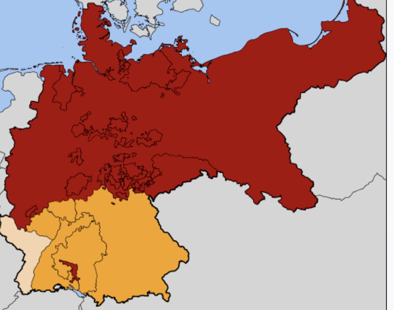 Map of the German states before the formation of the German Empire in