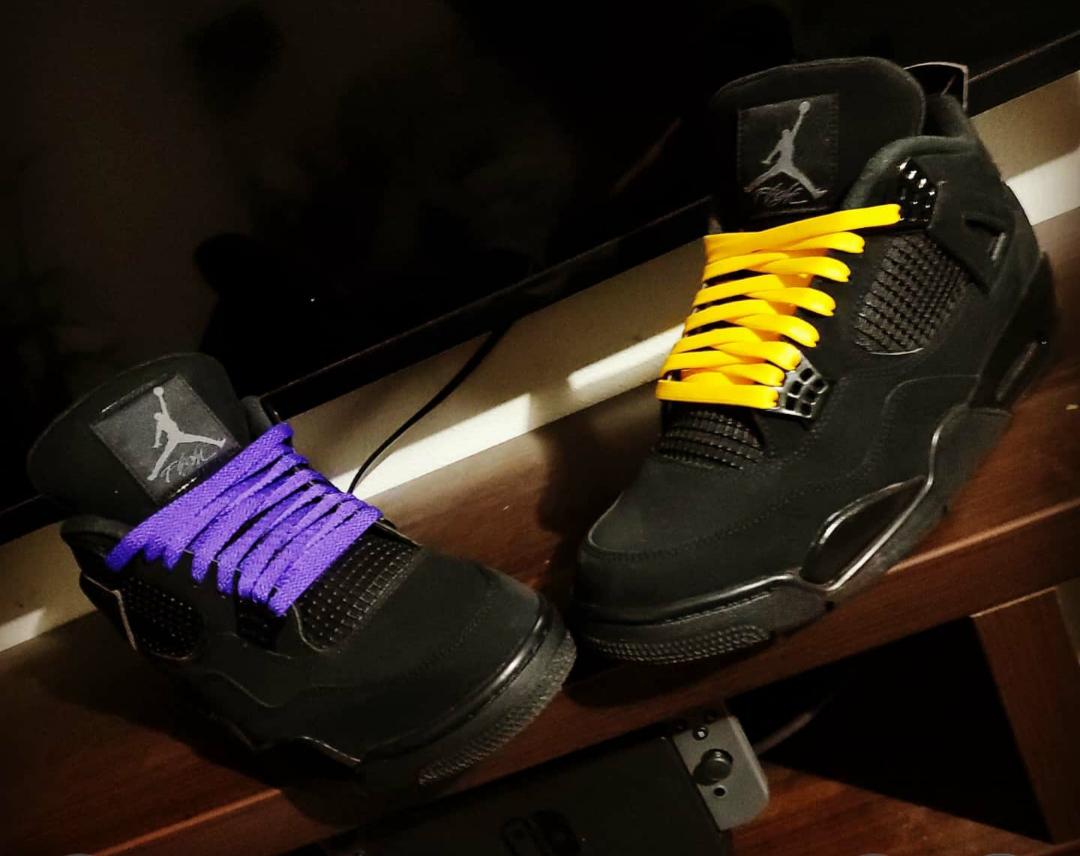 My Kobe tribute lace swap on the Black Cat 4s r/Sneakers