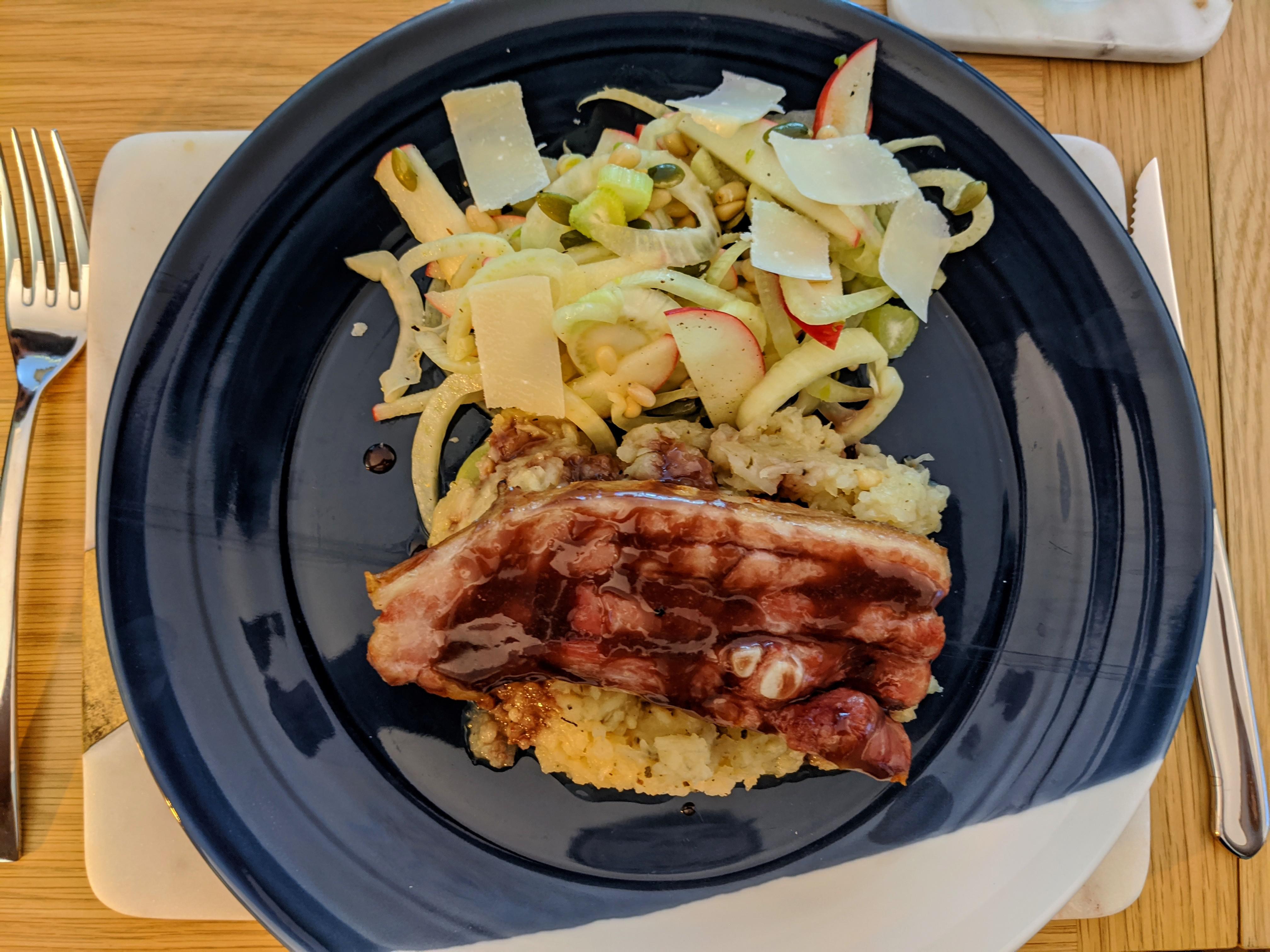 72 hour sous vide pork belly (60°C) served with pork jus & red wine