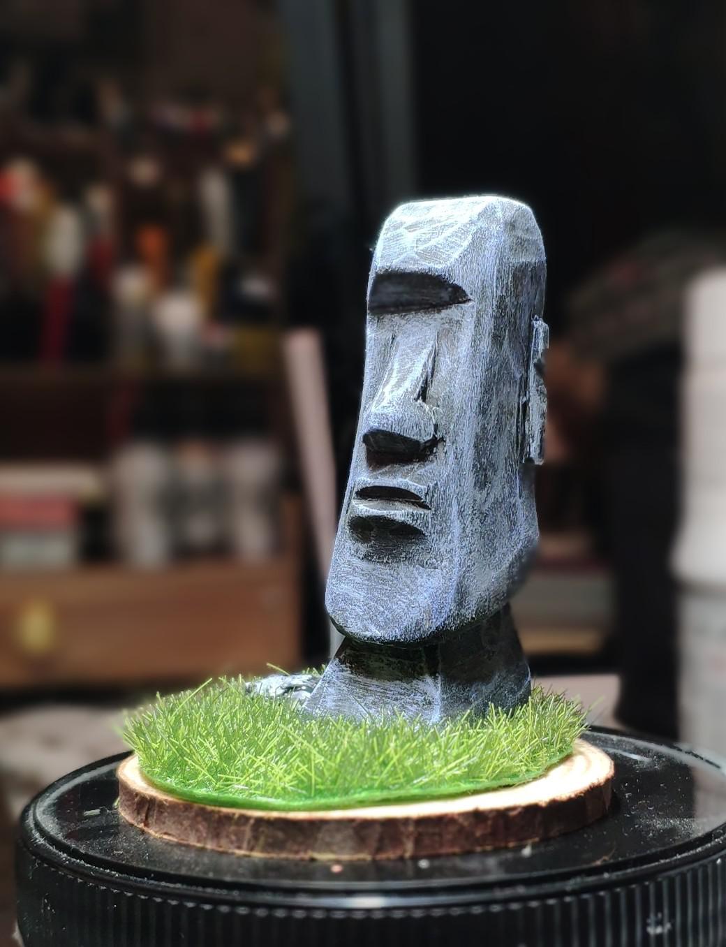 An Easter Island moai I carved from basswood and painted with acrylics