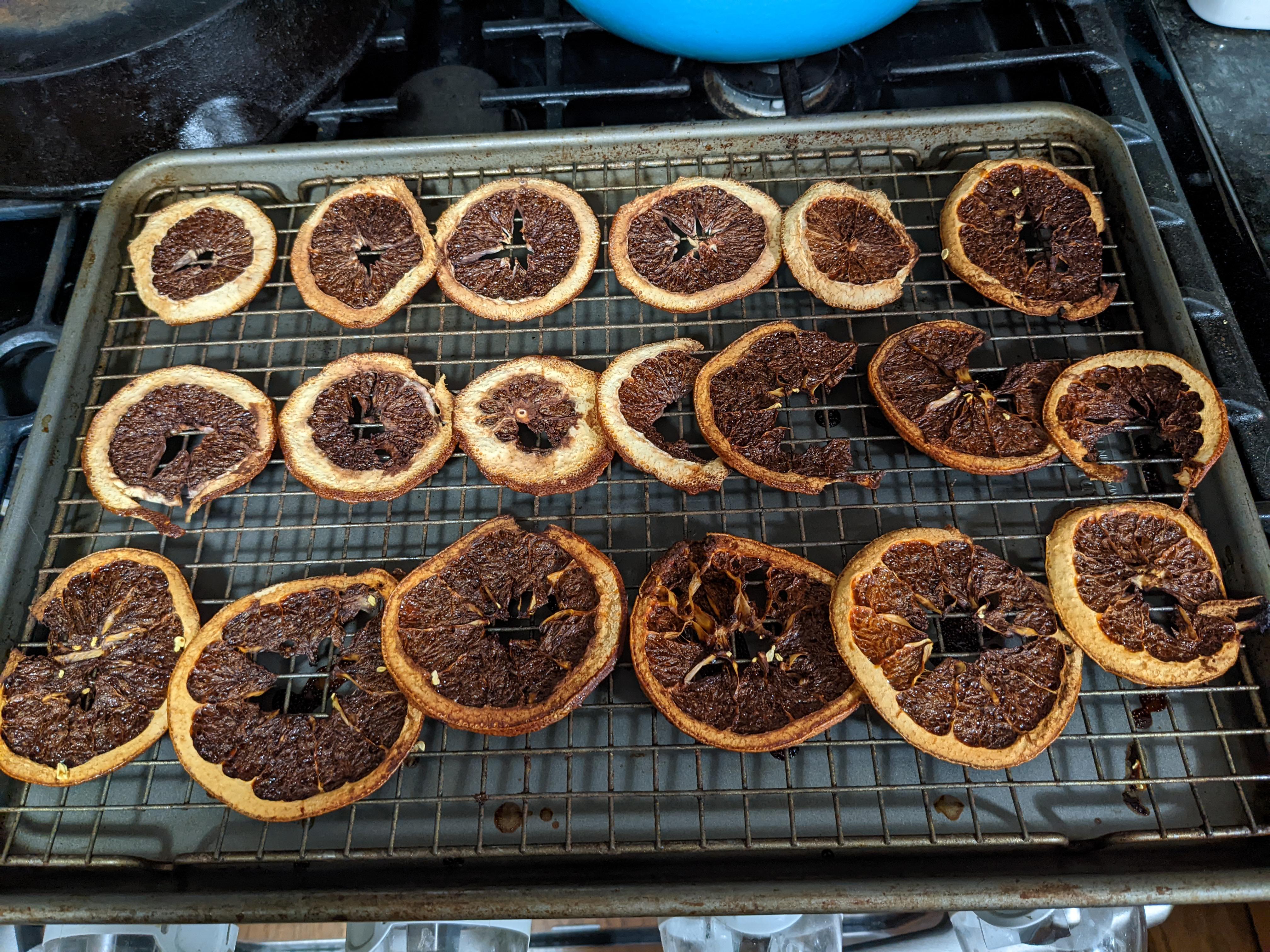 Trying out dehydrating citrus in the oven for garnishes (convection