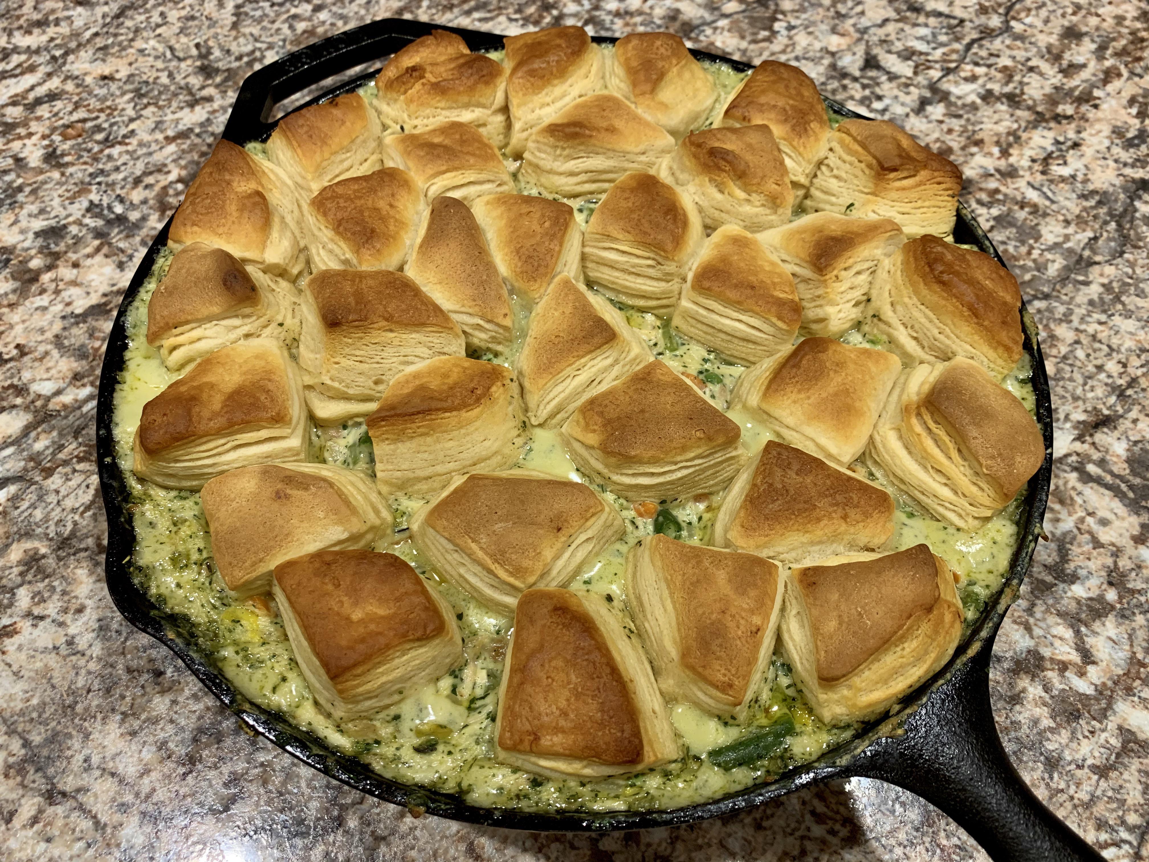 First time poster, long time lover of my cast iron. Here’s a pic of my Biscuit Chicken Pot Pie I