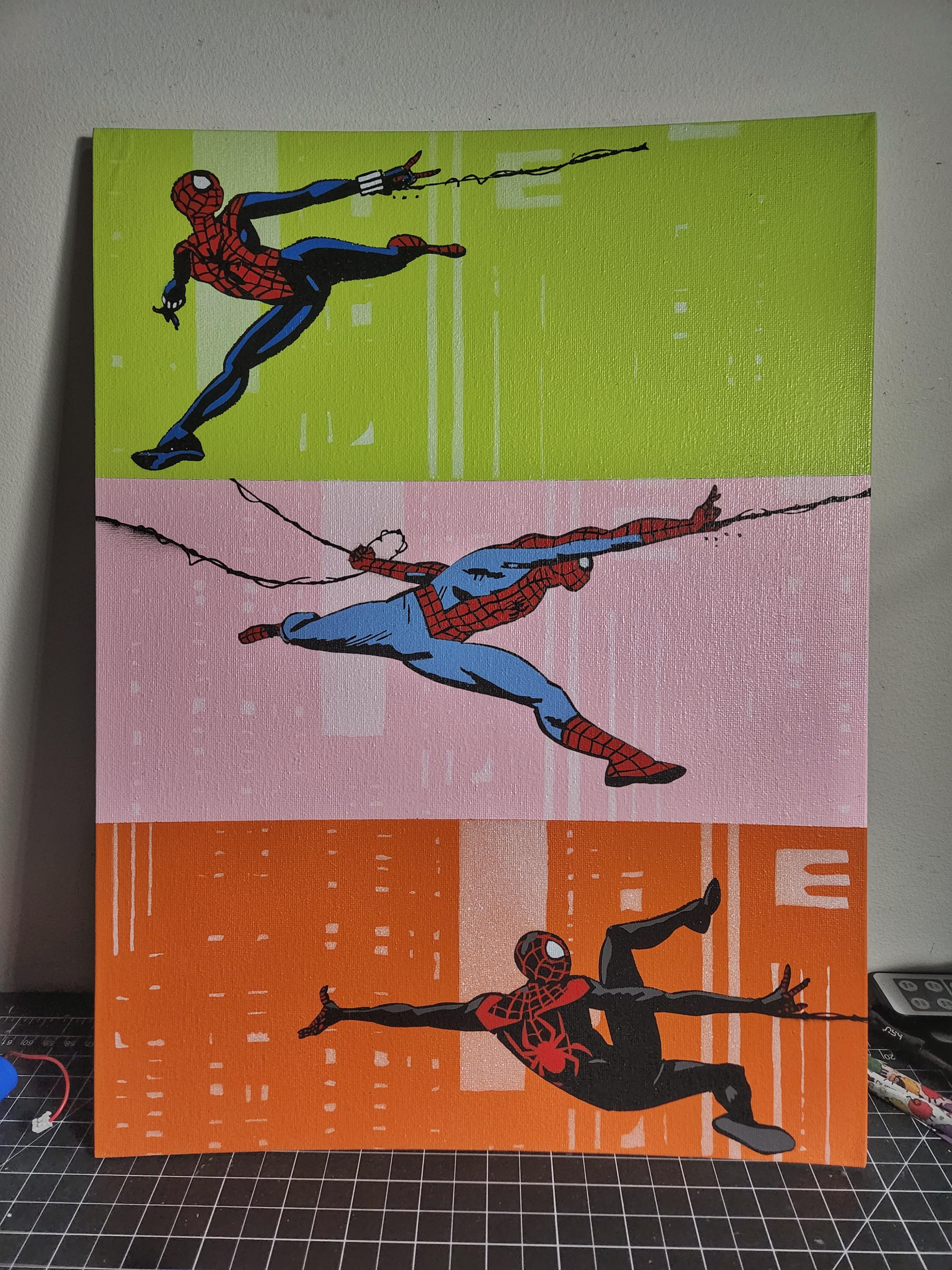 SpiderMan spray paint stencil spider girl peter parker miles morales