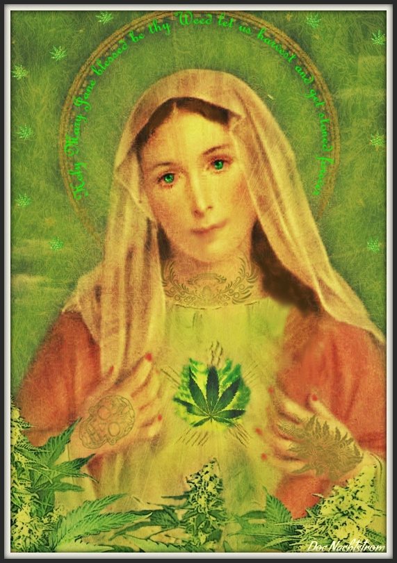 I tried to transform old Virgin Mary into Holy Mary Jane, patron saint