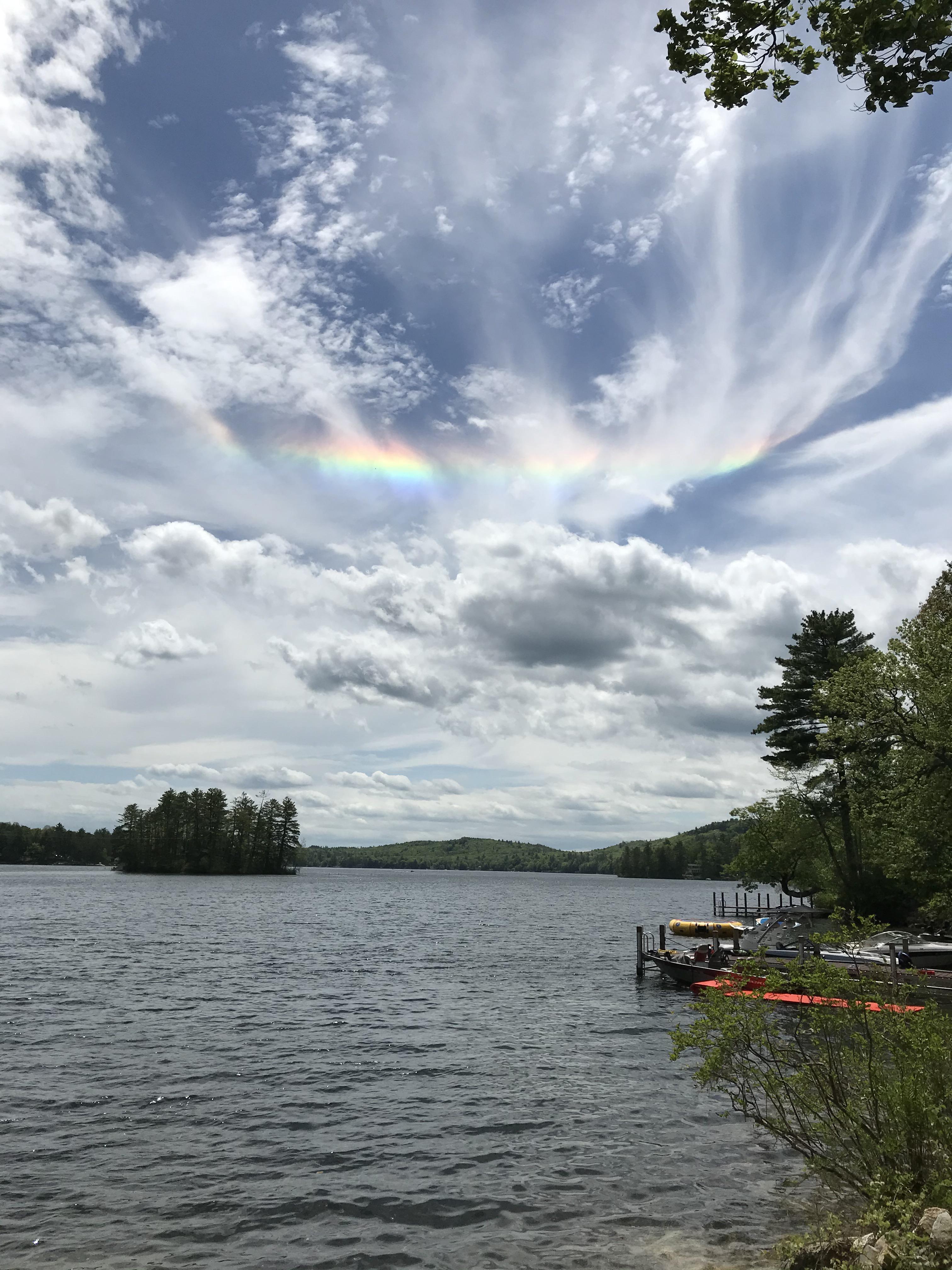 A circumzenithal arc in New Hampshire today. r/weather