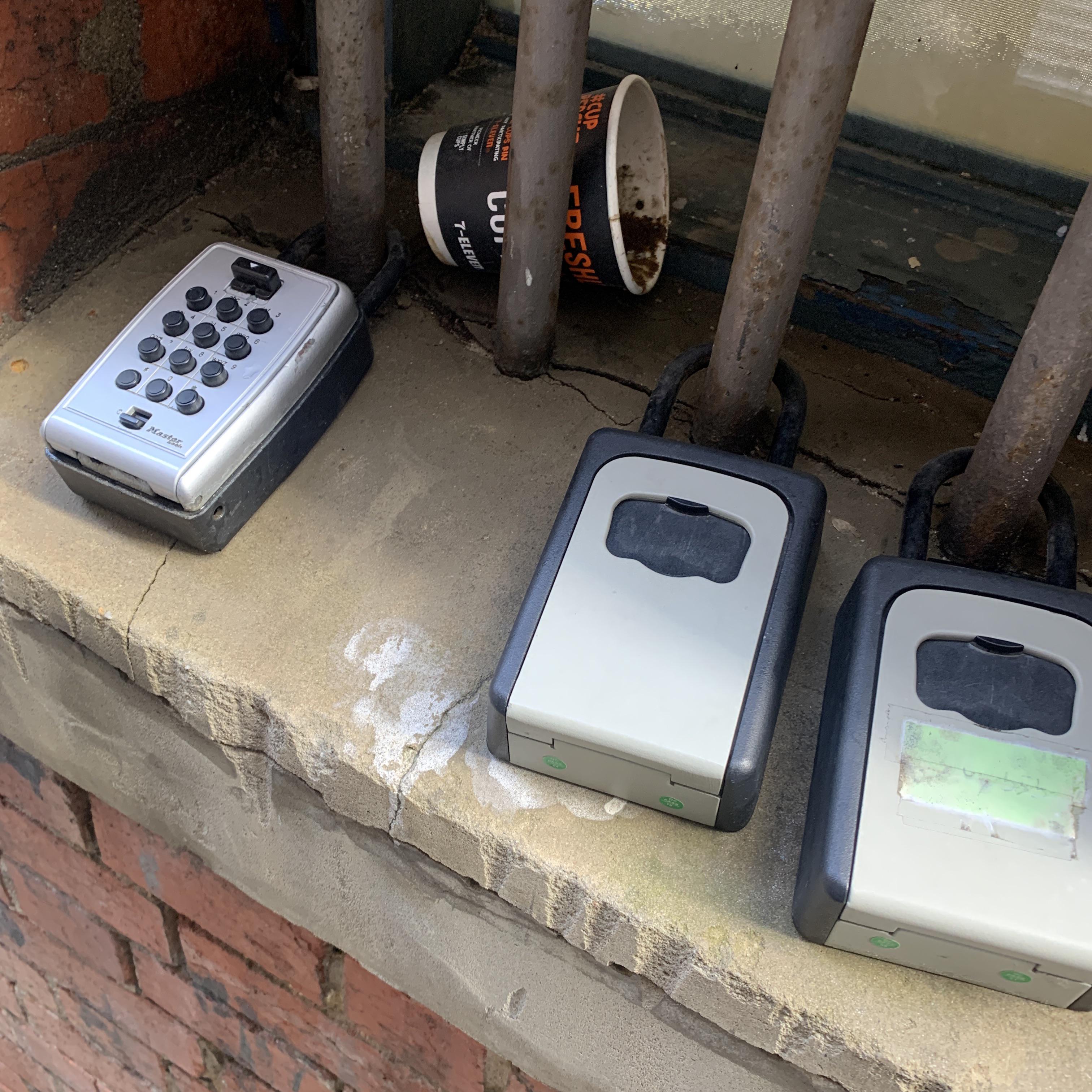 I noticed these strange padlocks / safe boxes in several places. What