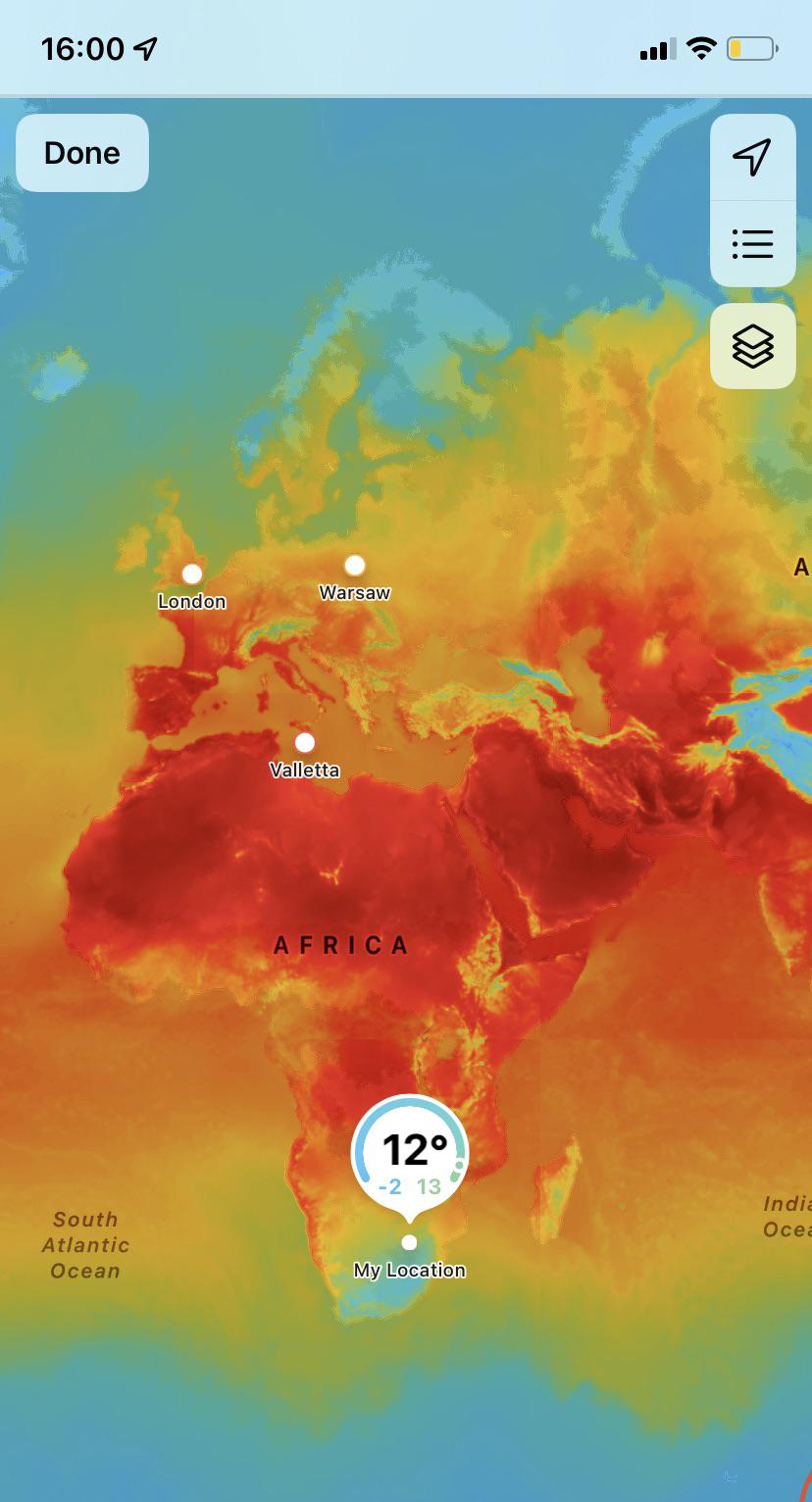 South Africa and Lesotho. Literally the coldest countries on the