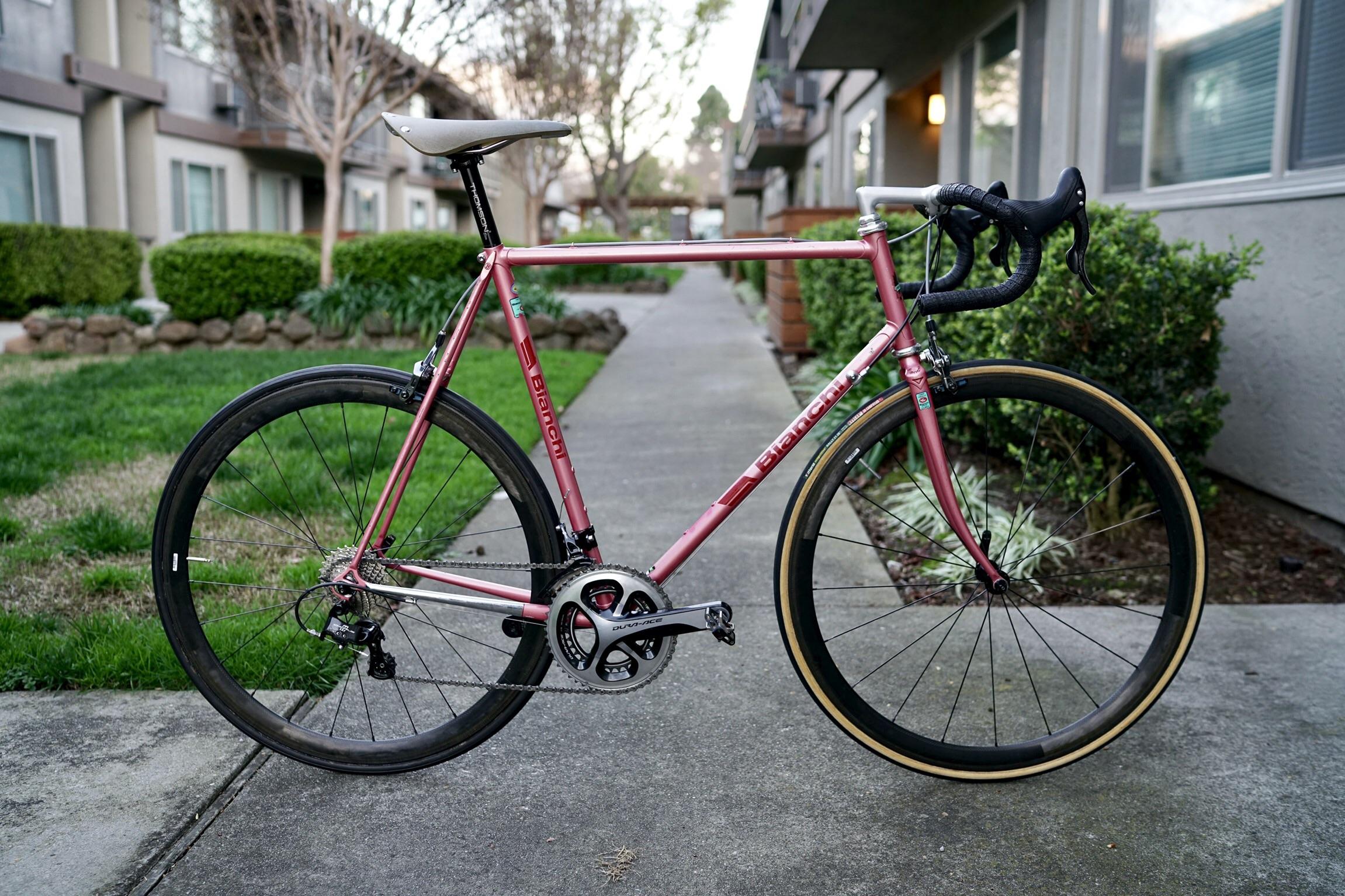 Finished up my 1985 Bianchi Electric Rose. Floating on these tubulars