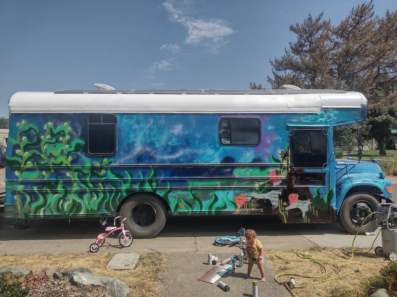 Painting Project Progress Picture skoolies