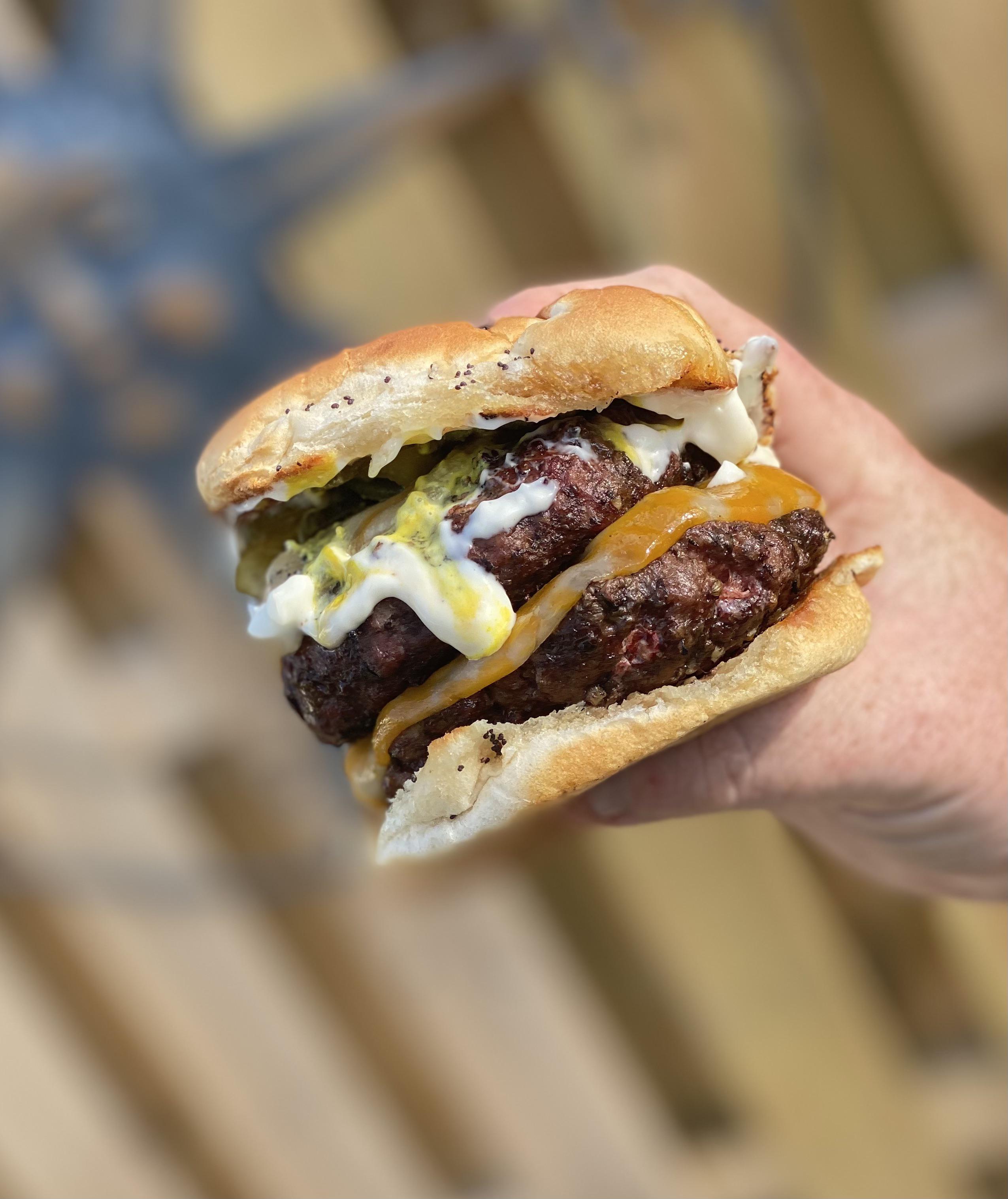[homemade] Double Decker Grilled Brisket Burger r/food