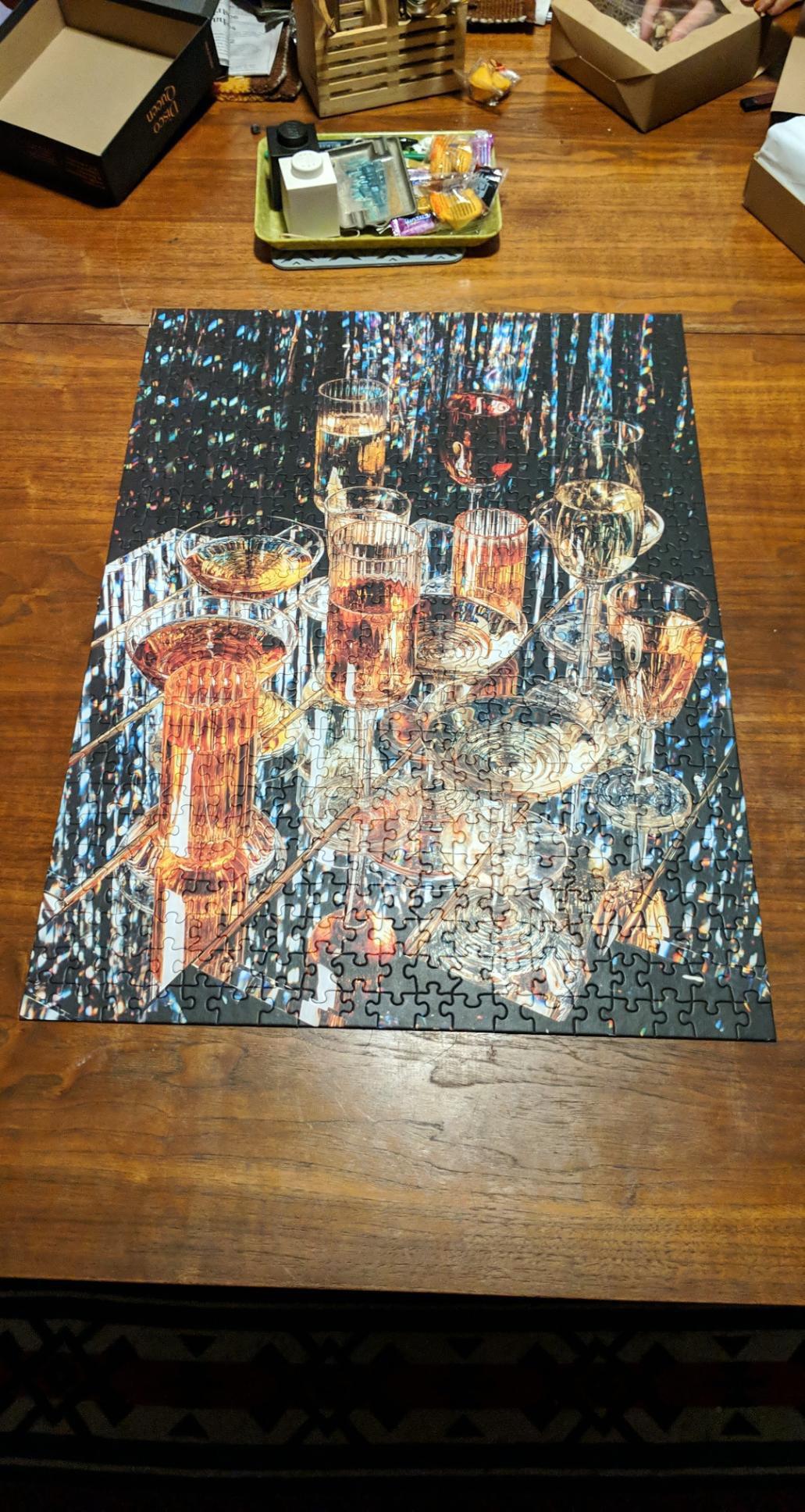 “Disco Queen” by Piecework Puzzles, 500 pieces. Finished in two