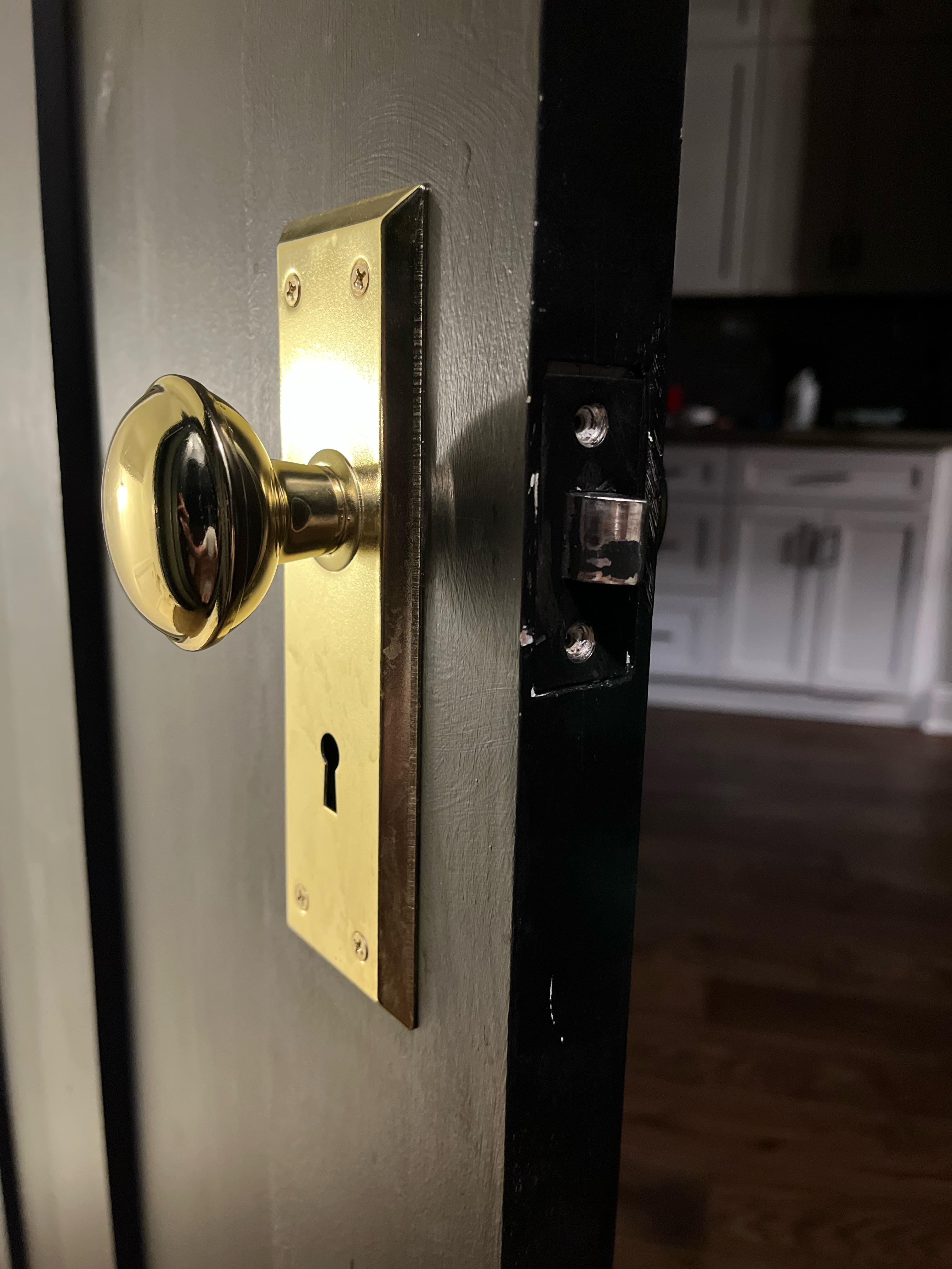 It appears the sellers put on new door knobs but kept old latches. The