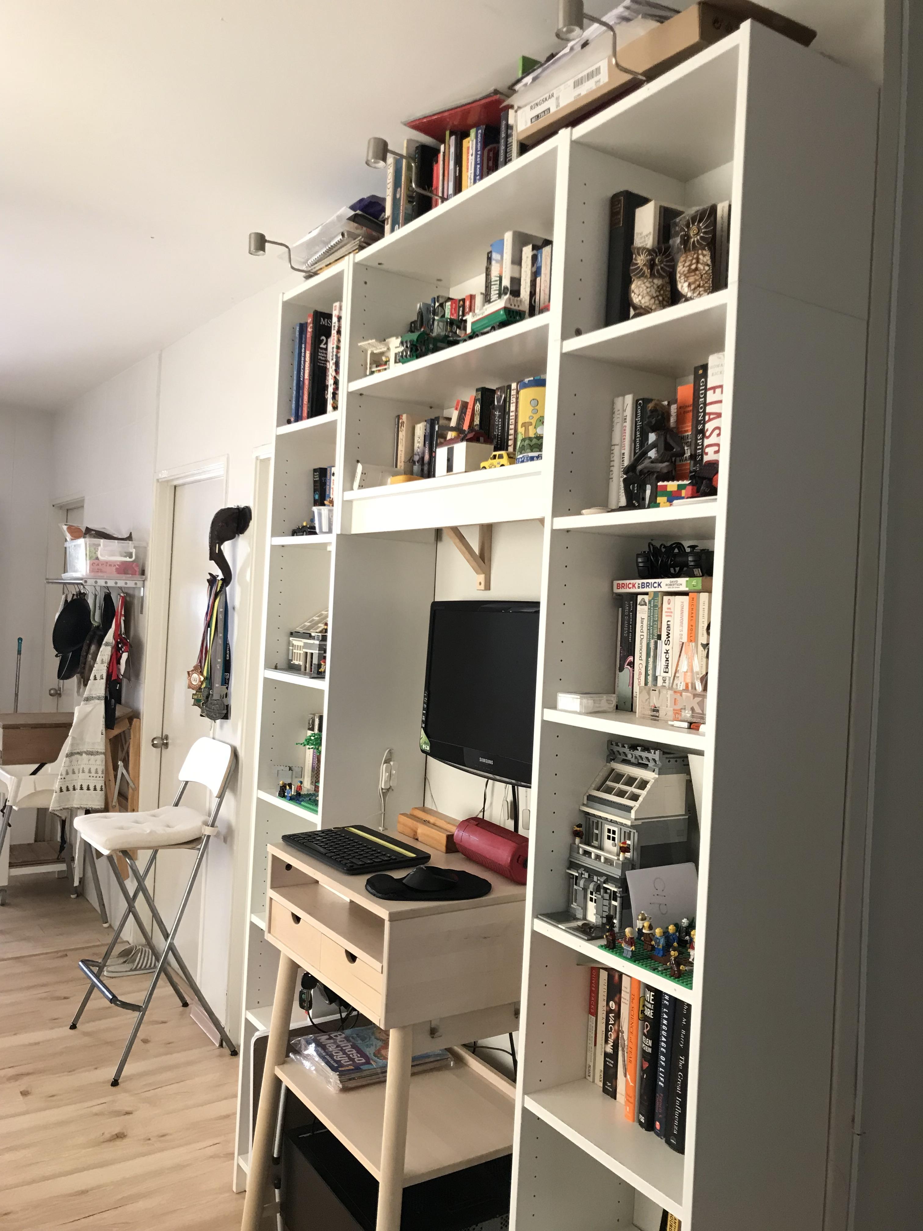 3 Billy and a Knotten to create a standing workplace around display for