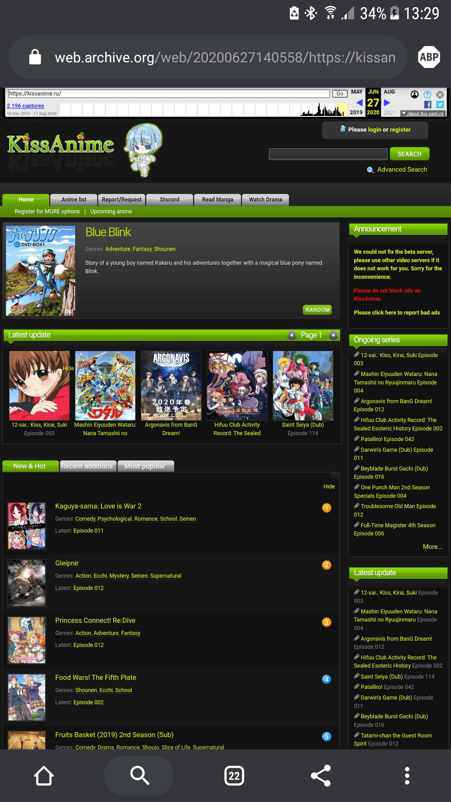 me using wayback machine to get back to kissanime r/KissAnime