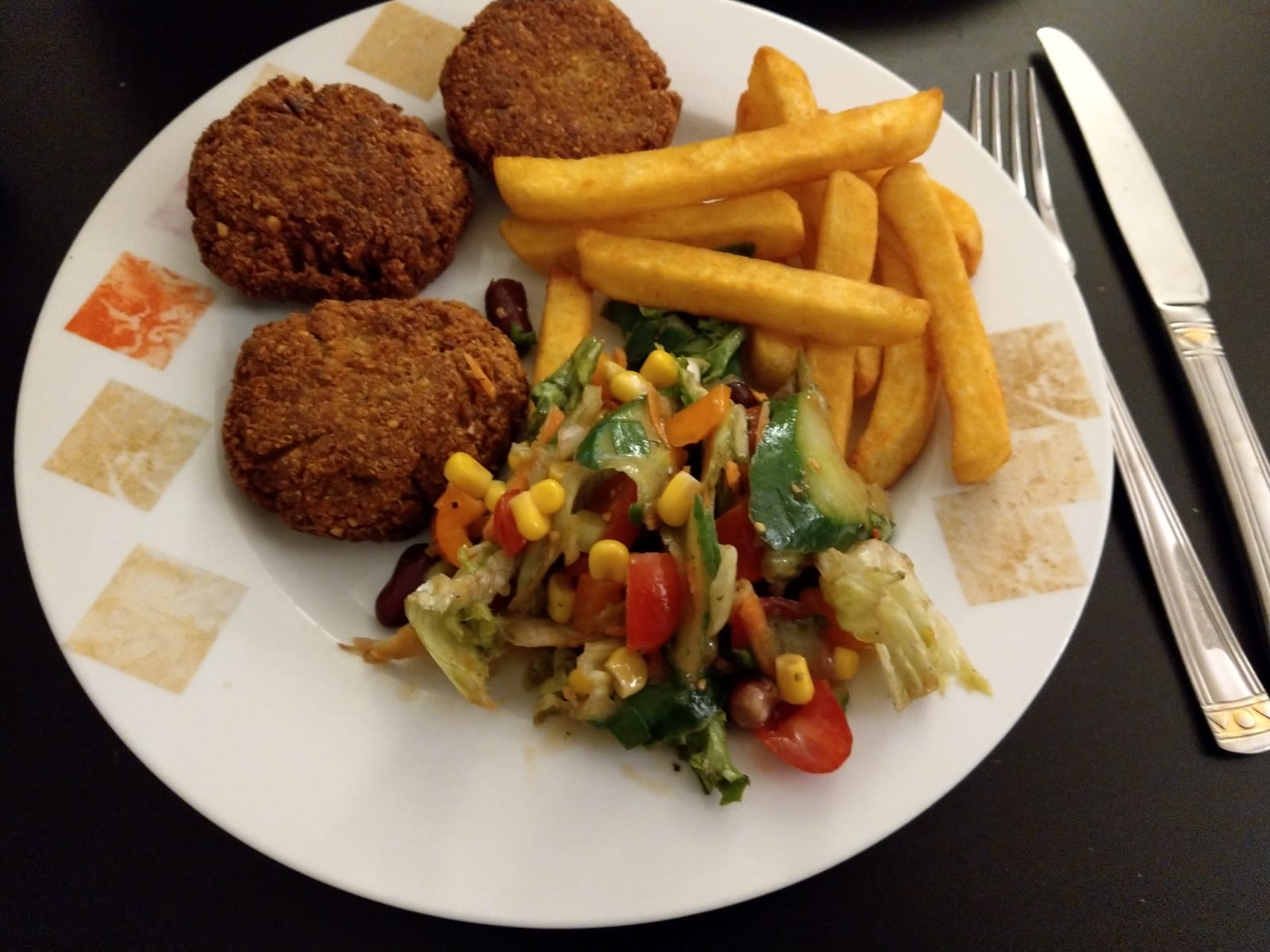 Cozy food in a warm home in a cold night. Comfort food! Falafels are