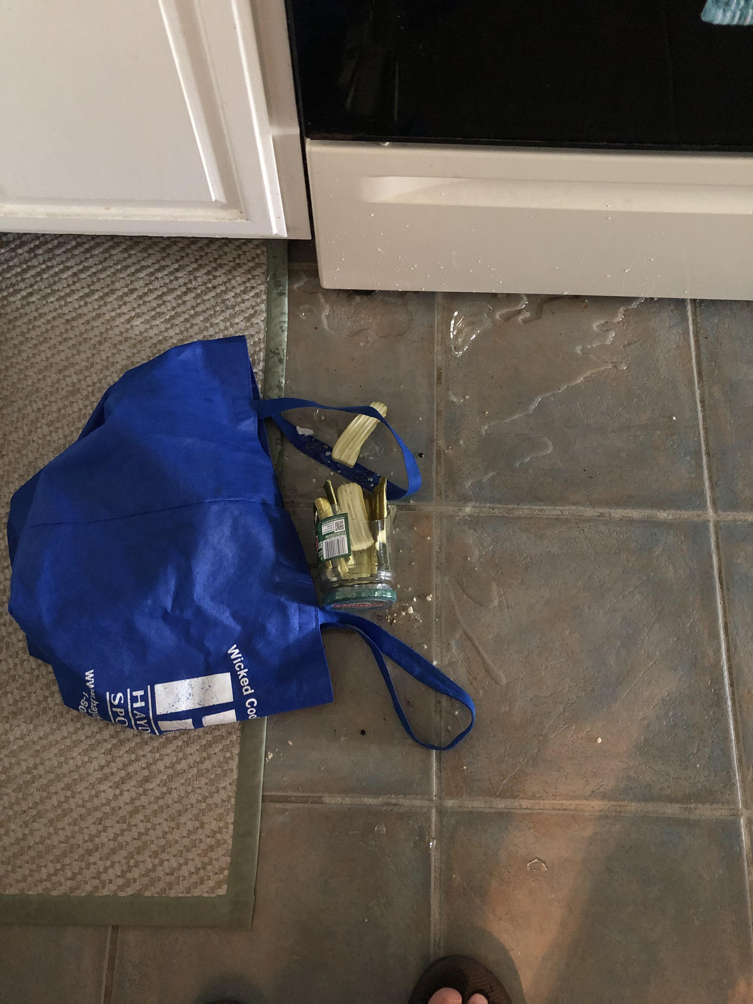 Unpacking groceries and the heaviest item in the bag was only partially