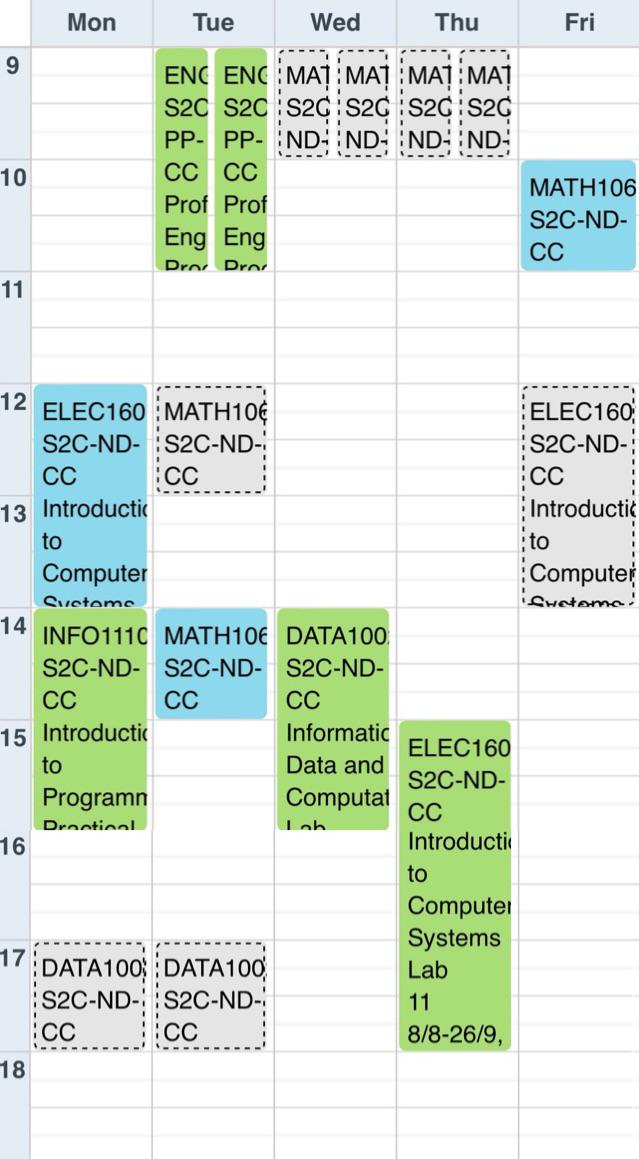 Please give feedback on sw engineering timetable r/usyd