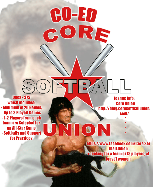Core Coed Softball Union (beer league) still looking for players r