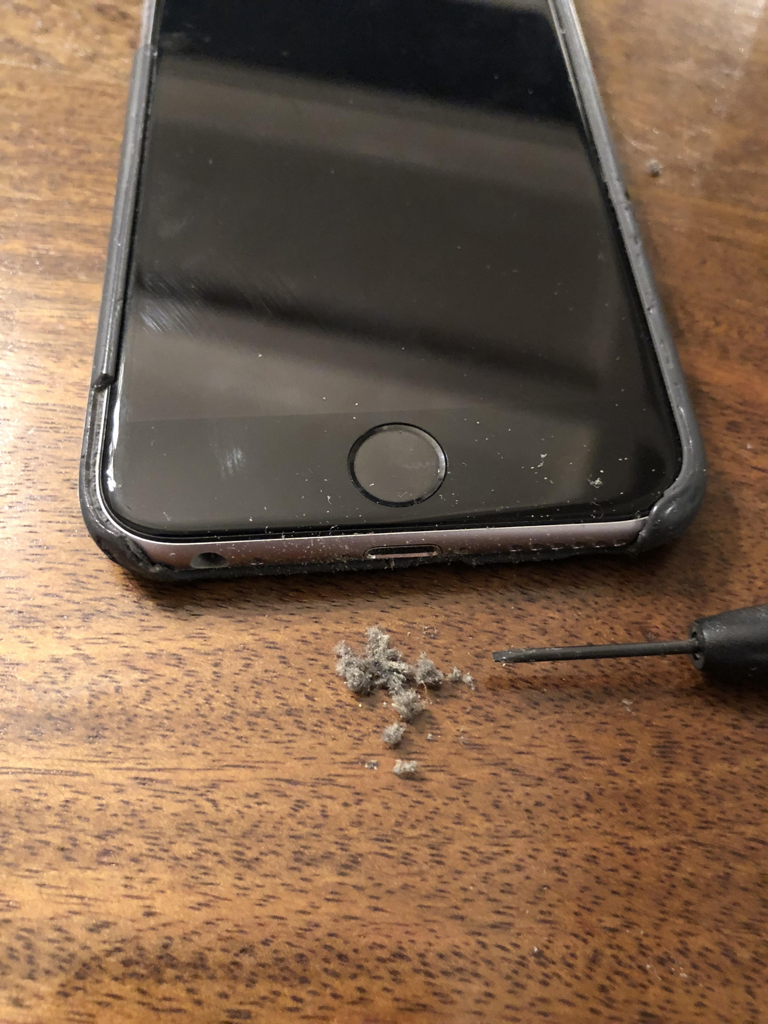 Discovered why my iPhone 6s would not charge. Had lunch with a friend