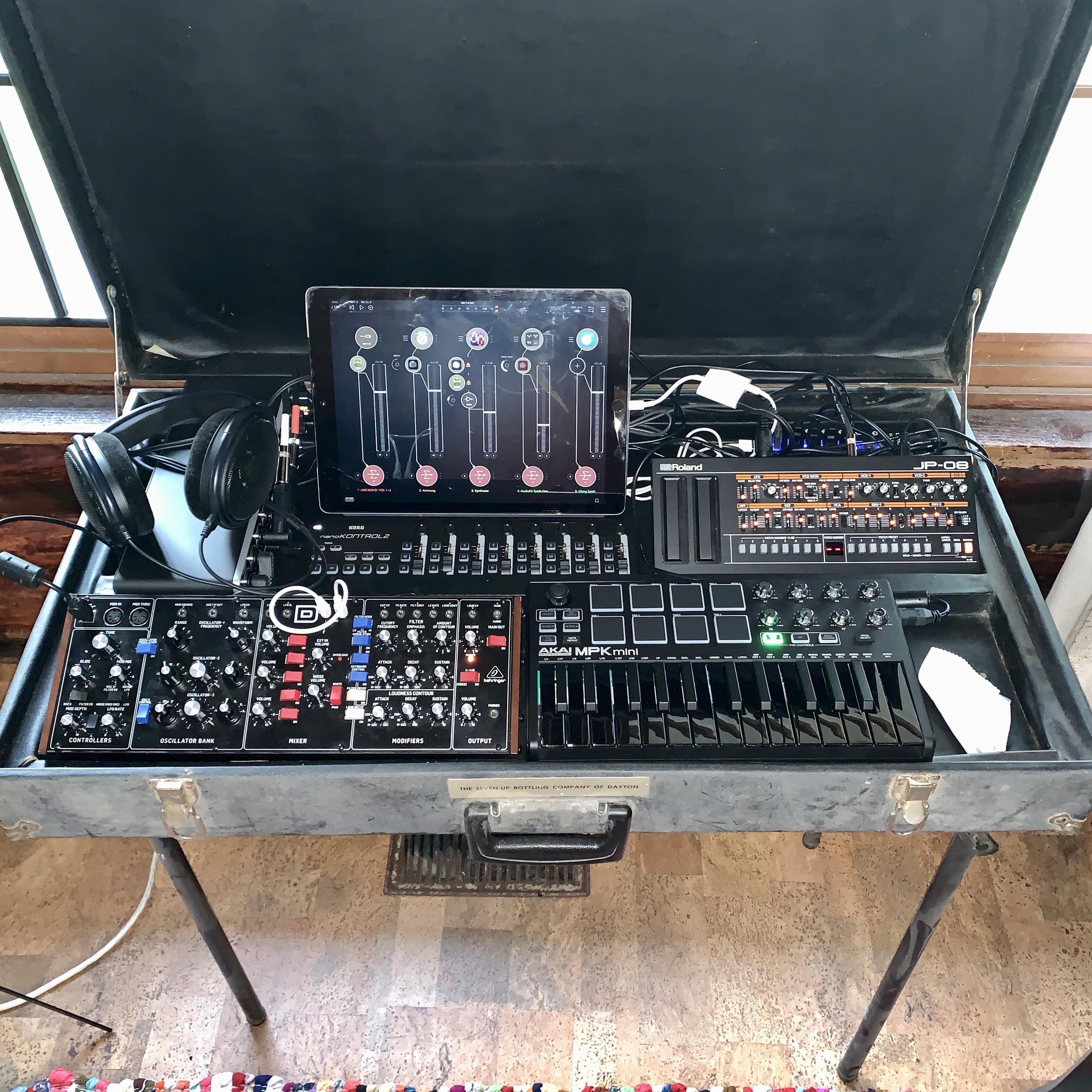 Found this old case with legs at a yard sale. Stuffed all the synth