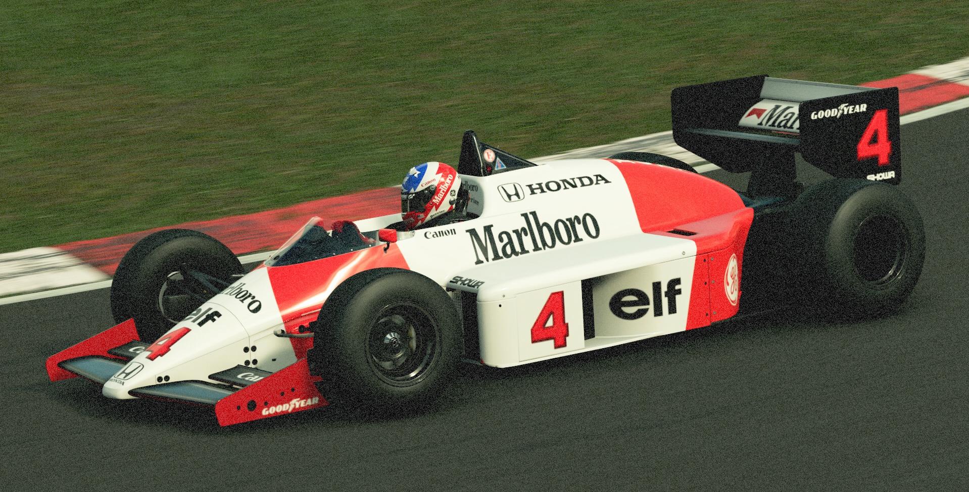 MarlboroHonda Formula 1 car out on track, late 1980s. r/granturismo