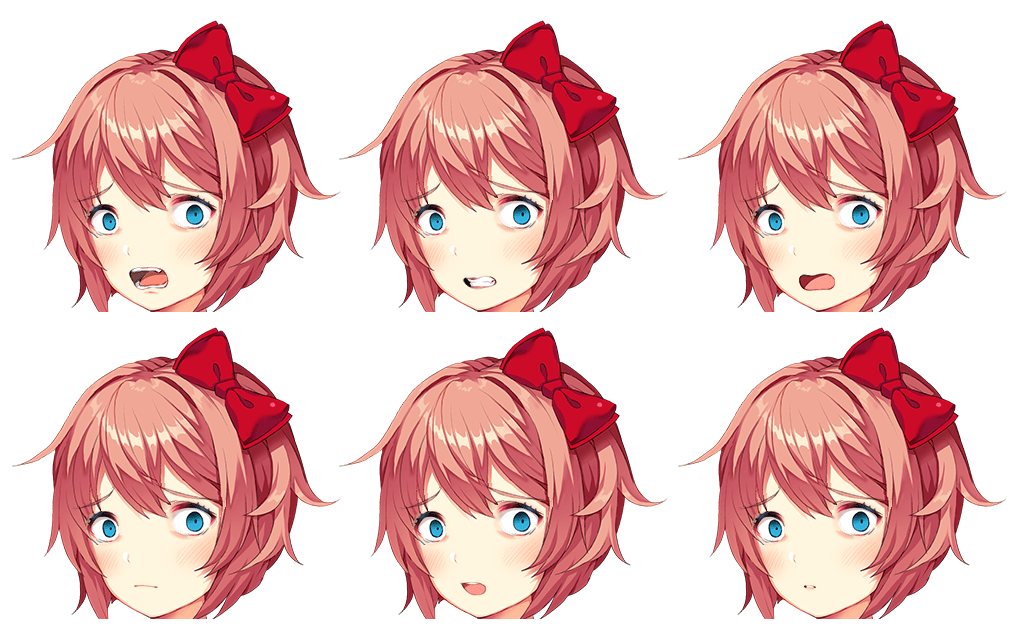 Horrified Sayori head sprites. DDLC